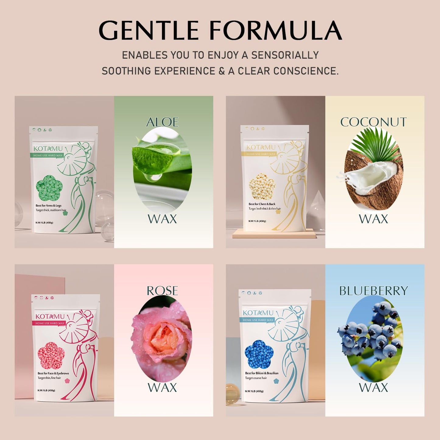 KOTAMU Waxing Kit for Women & Men, Wax Warmer for Hair Removal, Digital Wax Kit with Silicone Pot，Ideal for Face Eyebrow Arm Legs Armpit &Sensitive Skin, Lucum Waxing Machine for Home Salon Use