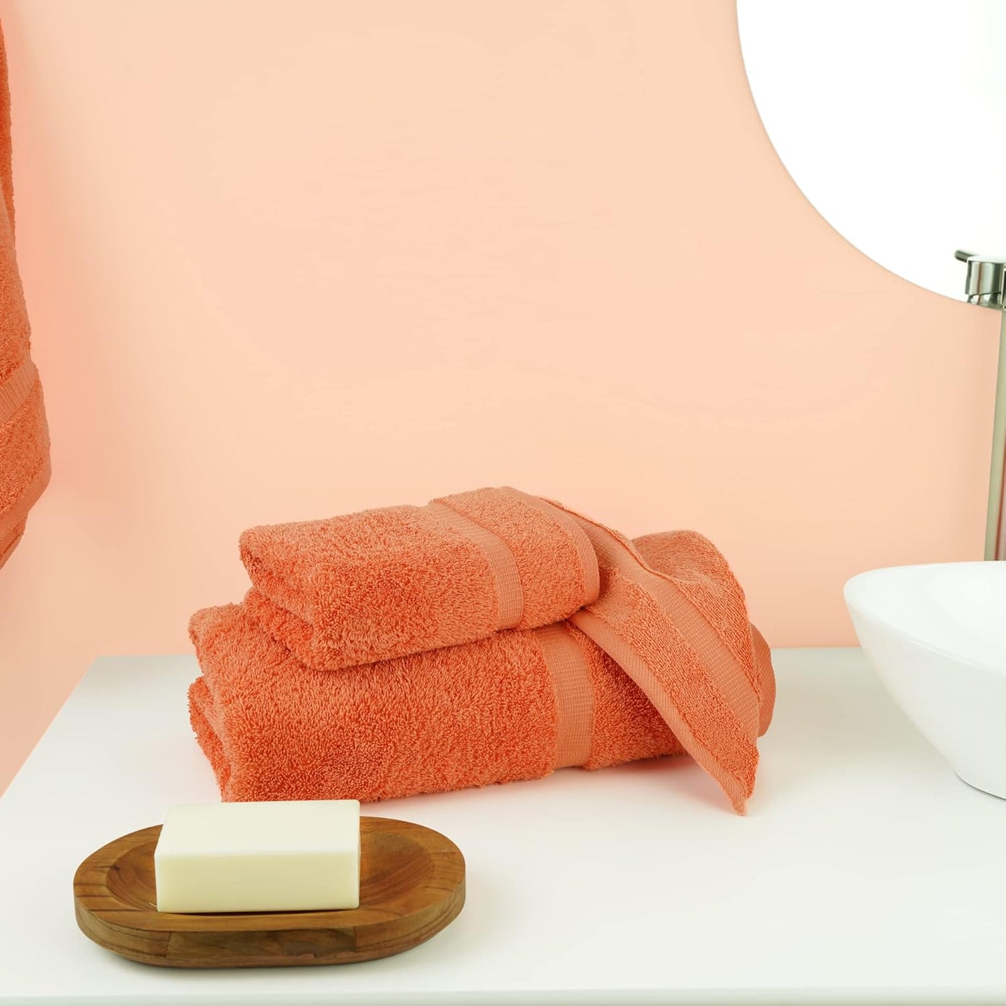 Chakir Turkish Linens | Hotel & Spa Quality 100% Cotton Premium Turkish Towels | Soft & Absorbent (Personalized 3-Piece Towel Set, Coral)