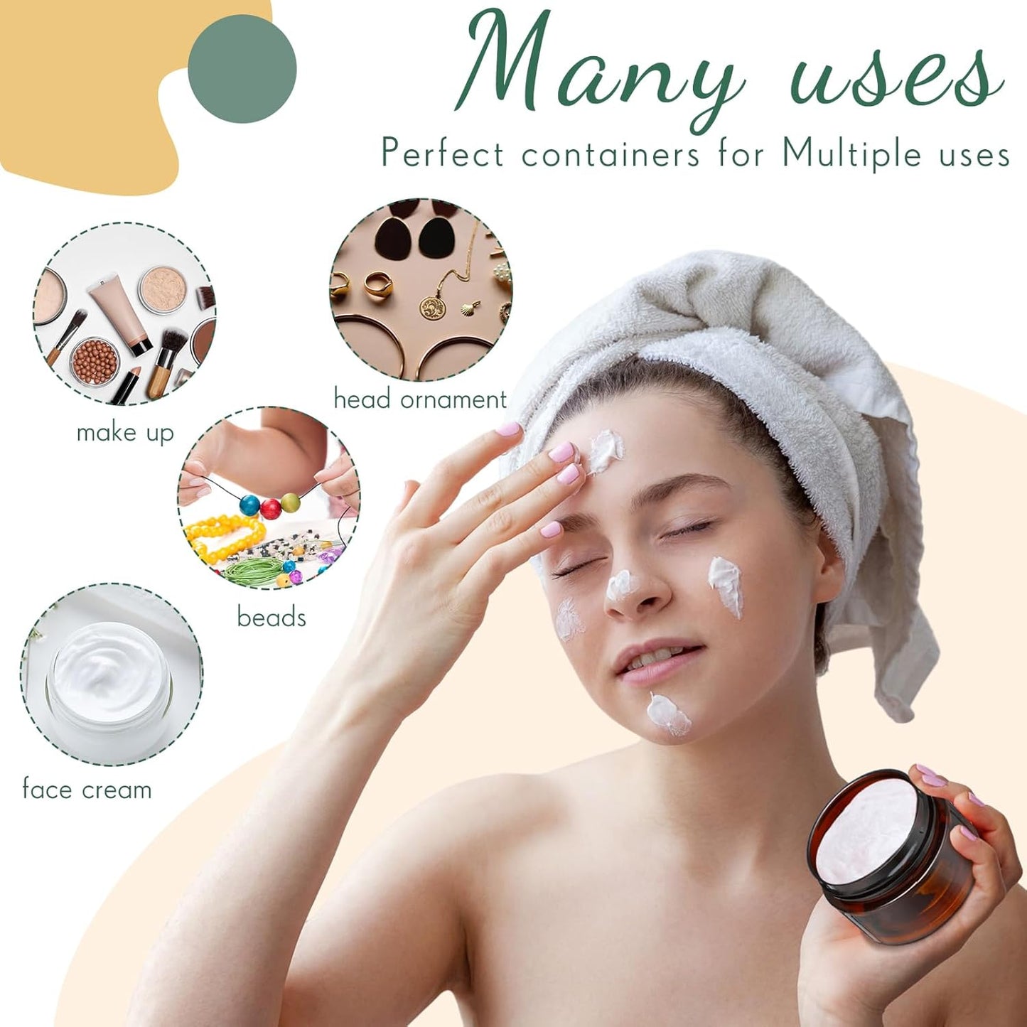 SATINIOR 12 Pack Plastic Container Jars with Lids Round Clear Travel Cosmetic Container Jars for Toiletries, Lotion, Cream, Ointments, Makeup, Rhinestone, Samples, Kitchen Storage(1 oz,Amber)