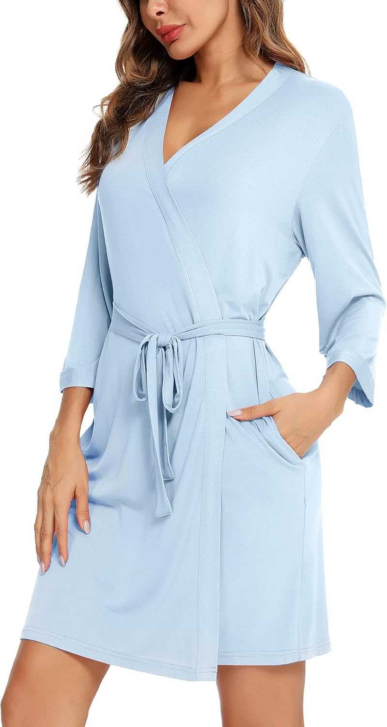 Samring Women's Lightweight Robe Soft Kimono Robes Short Bathrobe for Women Sleepwear