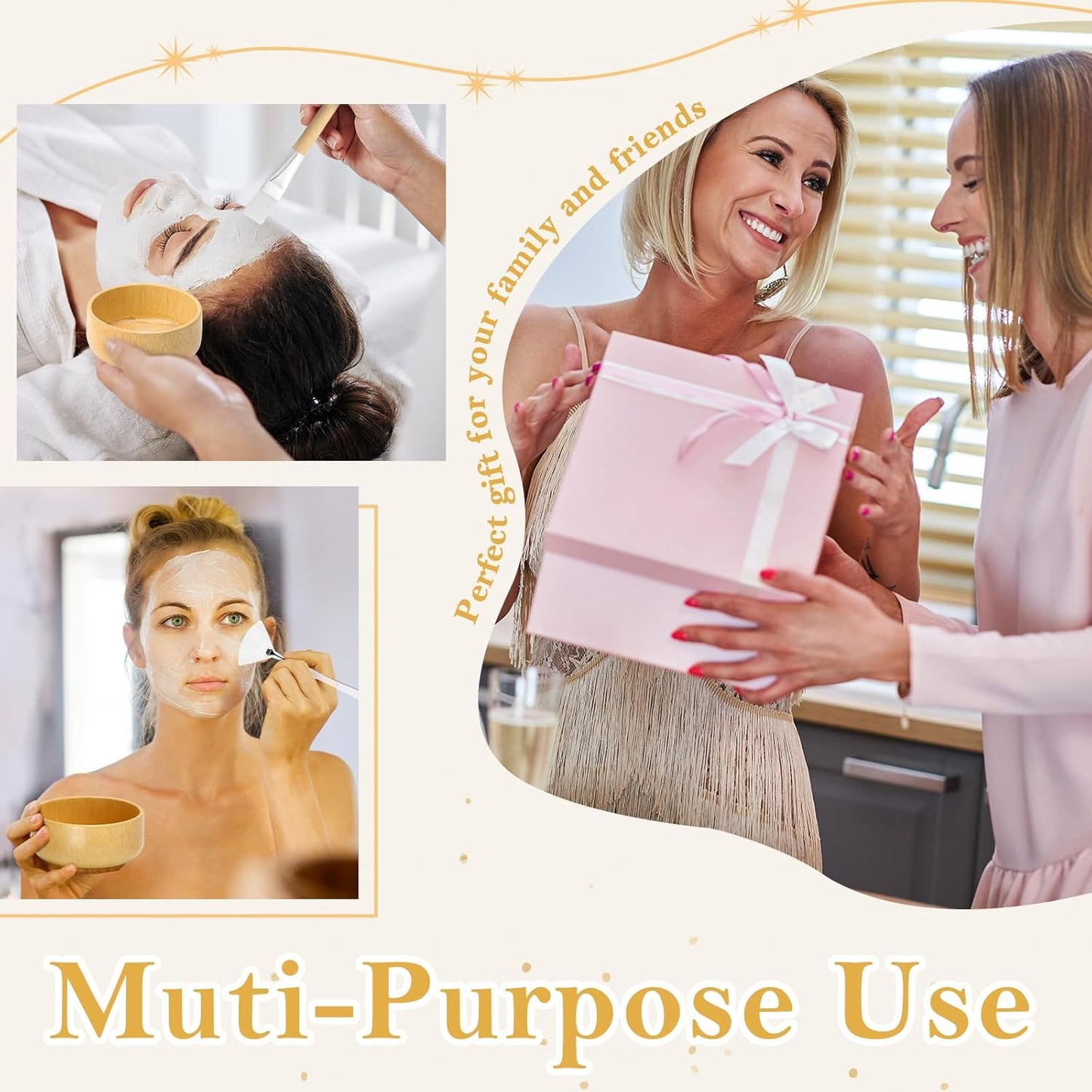 14 Pcs Bamboo Esthetician Supplies 2 Face Mask Mixing Bowls 2 Fan Brushes Esthetician 2 Flat Facial Brushes 2 Mask Spatulas 2 Facial Cream Spoons 2 Skincare Trays 2 Round Compressed Facial Sponges