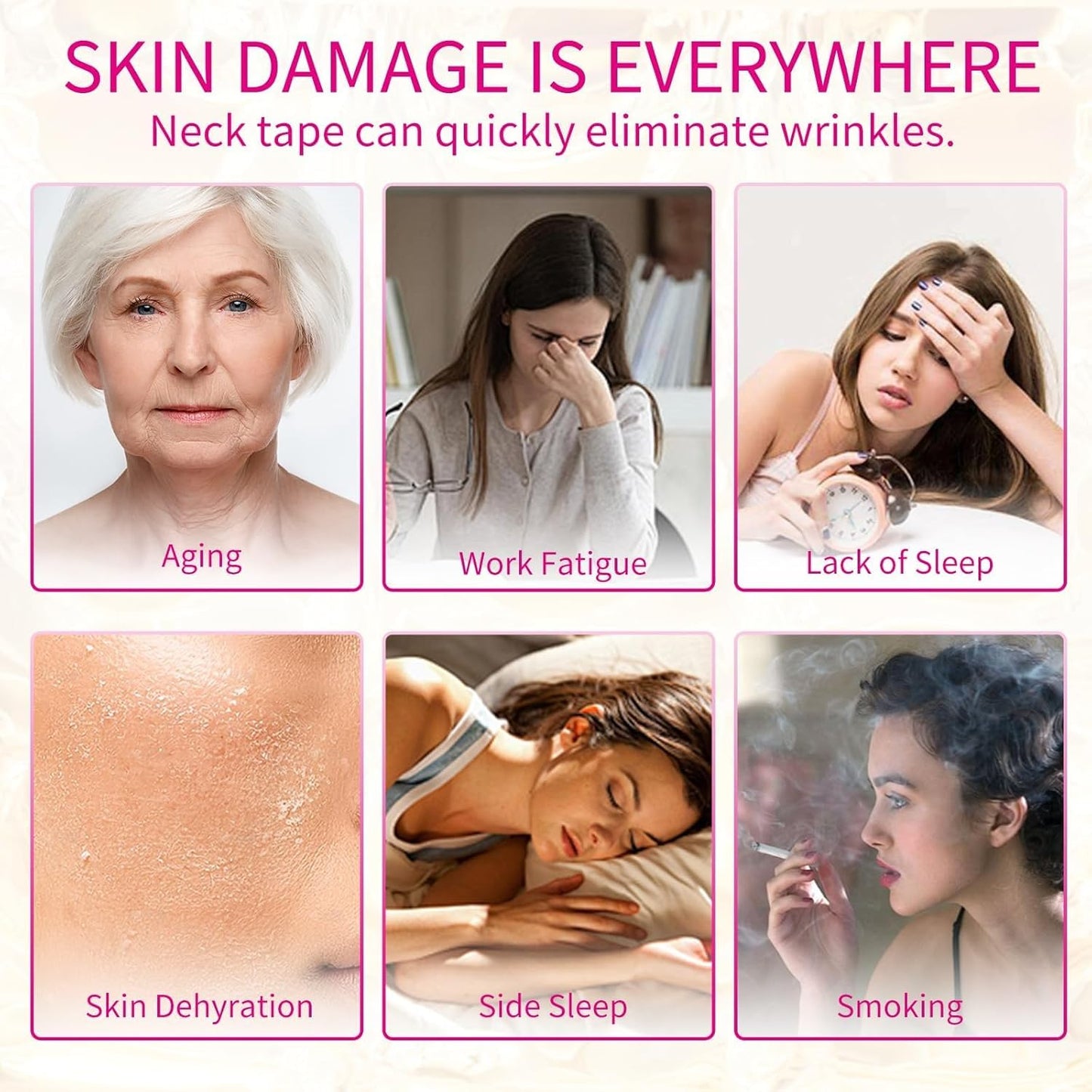 HUAFA 3PCS Silicone Neck Wrinkle Patches, Overnight Reusable Silicone Smoothing Pads, Reusable Anti-Aging Pads for Smoothing & Firming (1.5-Mo Supply)