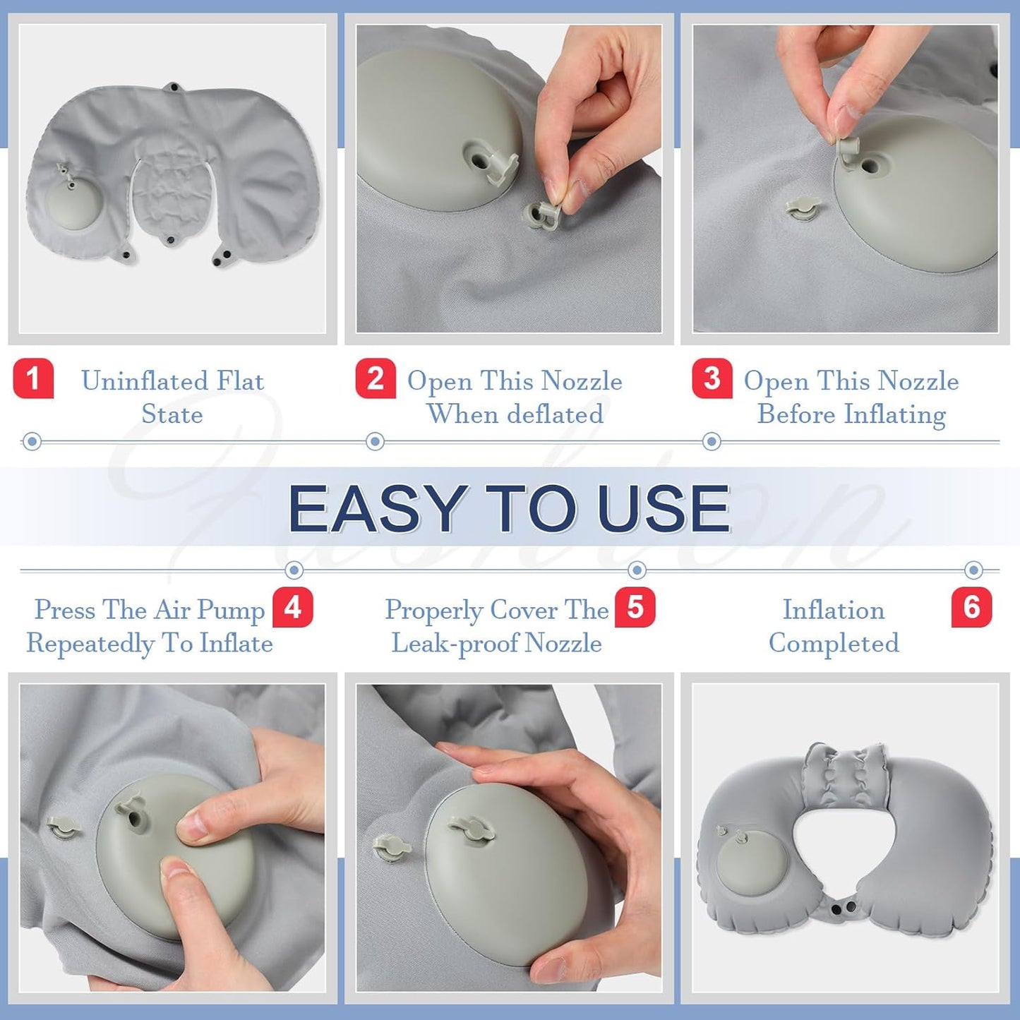 2 Pcs Inflatable Bath Pillows for Tub Bath Head and Neck U Shaped Blow up Full Body Travel Pillow with Adjustable Button Grey and Black Bath Tub Pillows for Airplanes Shower Spa