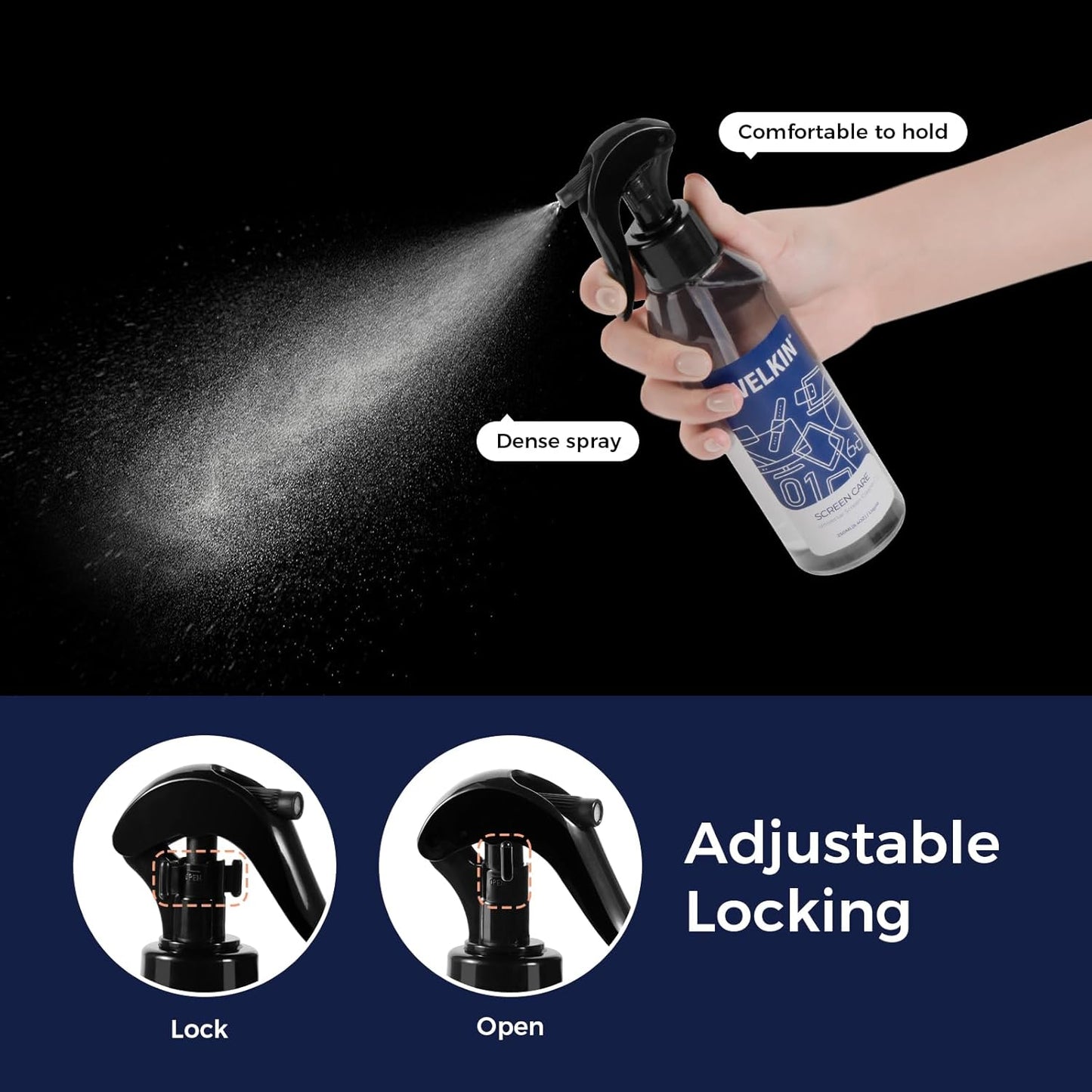 WELKIN Screen Cleaner Spray Kit (250ml + 250ml) - Cleaning Mist and Gel for TV, Laptop, Computer, Phone Touchscreen - 2 Sprayers, 1 Microfiber Cloth & 1 Glass Wipe Included