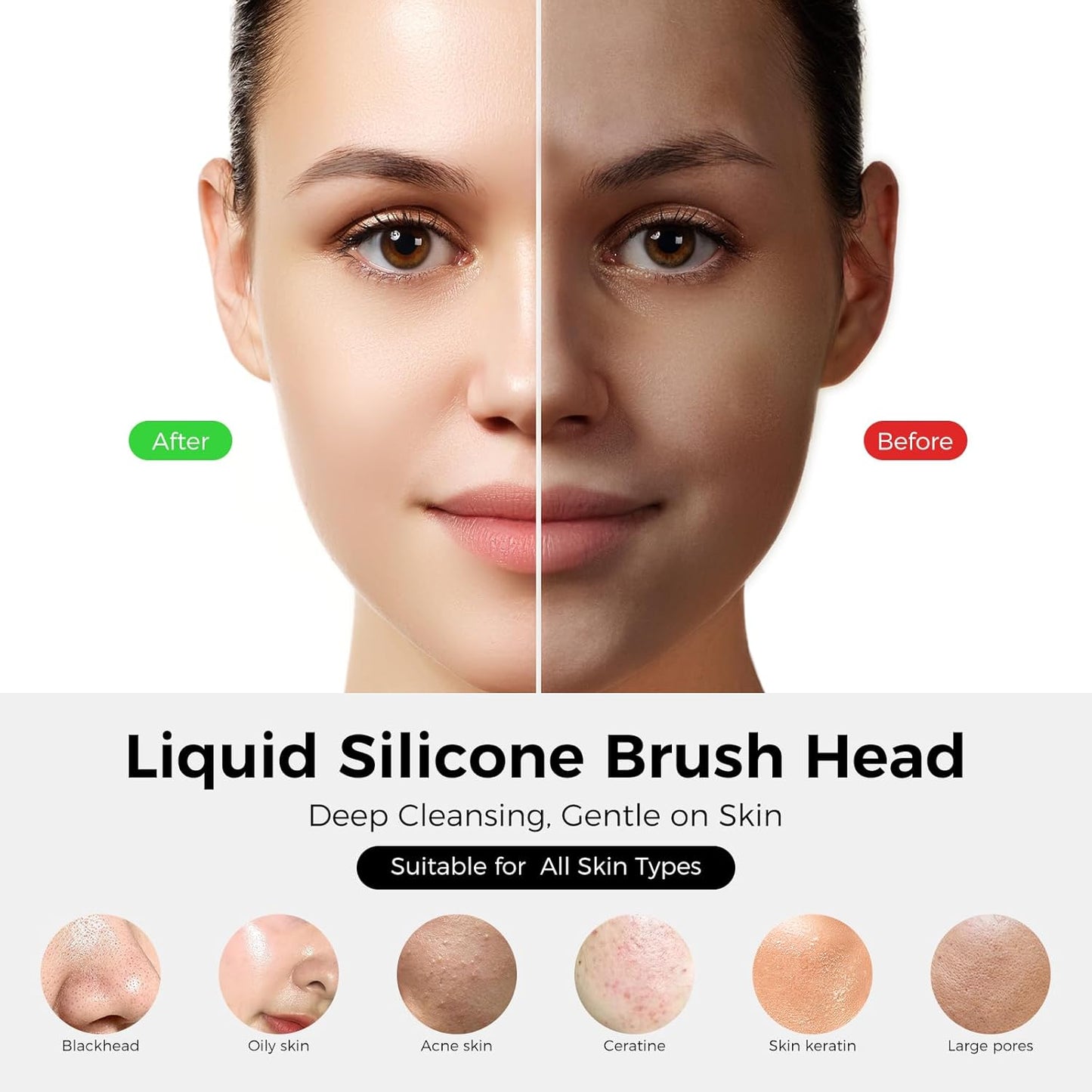 Facial Cleansing Brush Face Scrubber - Rechargeable Electric Face Cleansing Brush with 4 LED Gentle Light Liquid Silicone Modes Exfoliator,IPX7 Waterproof Ideal Gift for Men and Women-Purple