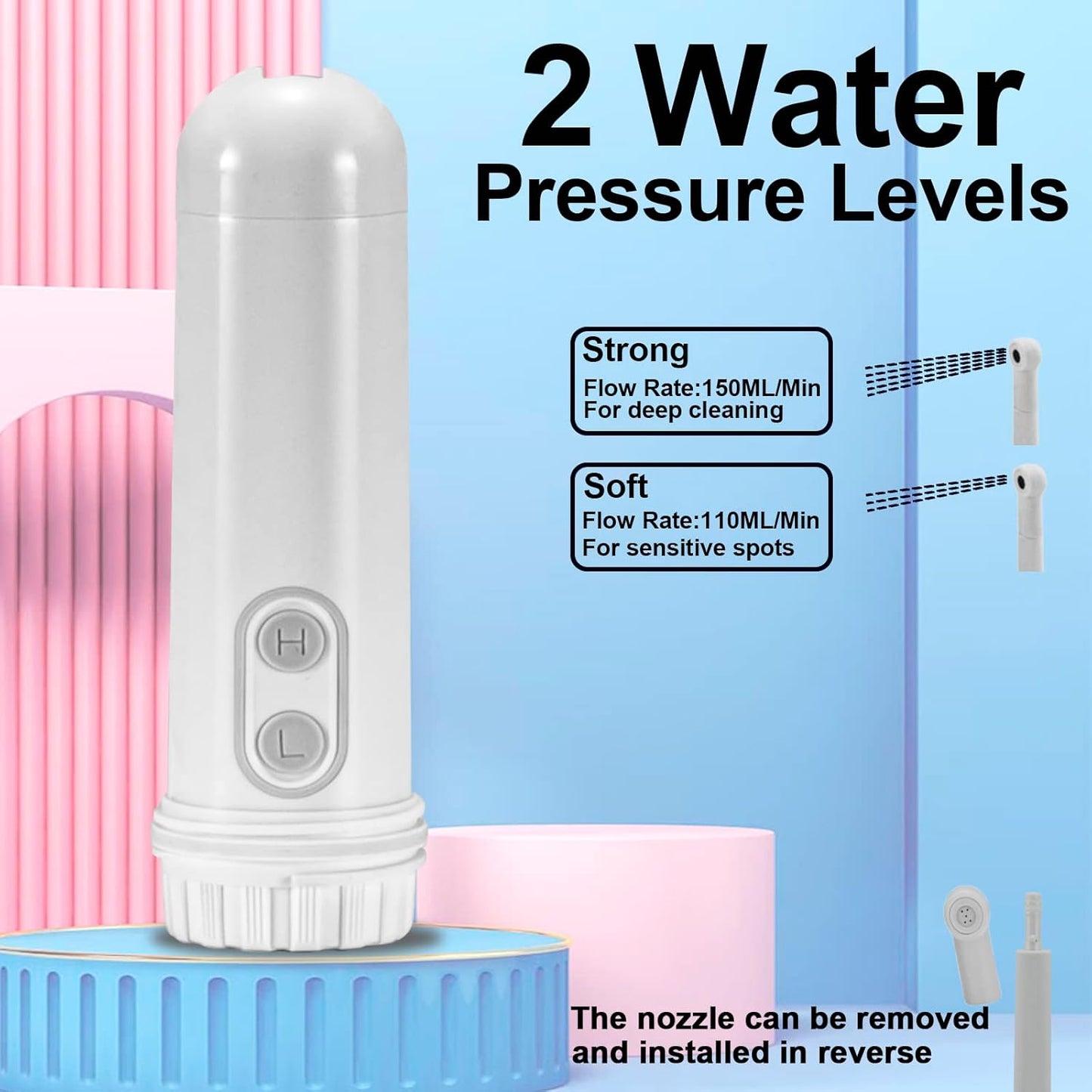 Portable Bidet - Mini Foldable Handheld Personal Travel Bidet with 2 Pressure Options Electric Sprayer Toilet for Personal Hygiene Cleaning/Soothing Postpartum Care/Perineal & Hemmoroid Treatment
