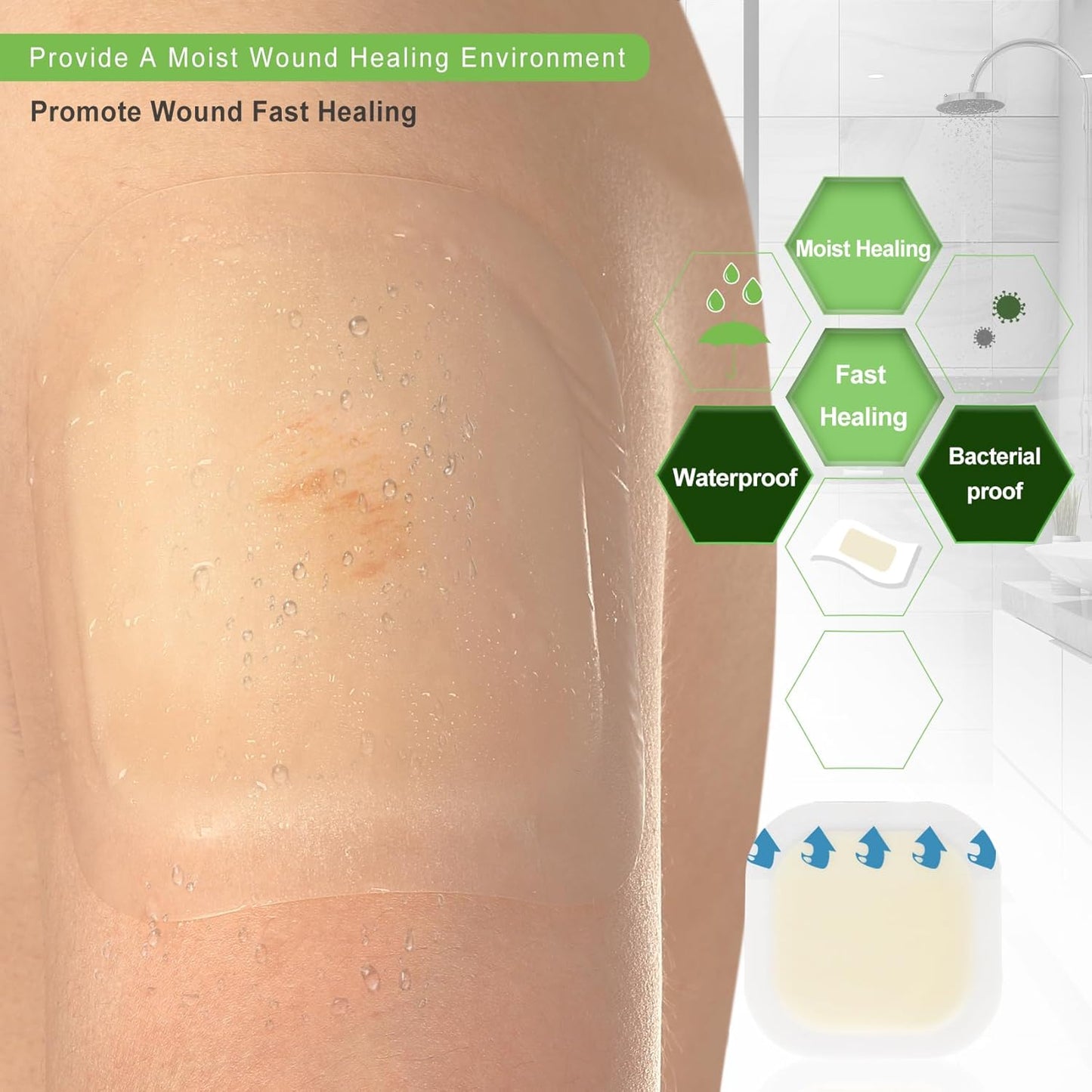 NeuHeils Hydrocolloid Adhesive Bandages, Hydrocolloid Wound Dressing with Border 4''x4'' for Light to Medium Exudate Wounds, Bed Sore, Minor Burns, Abrasions, Cuts, Superficial Wound 10 Packs