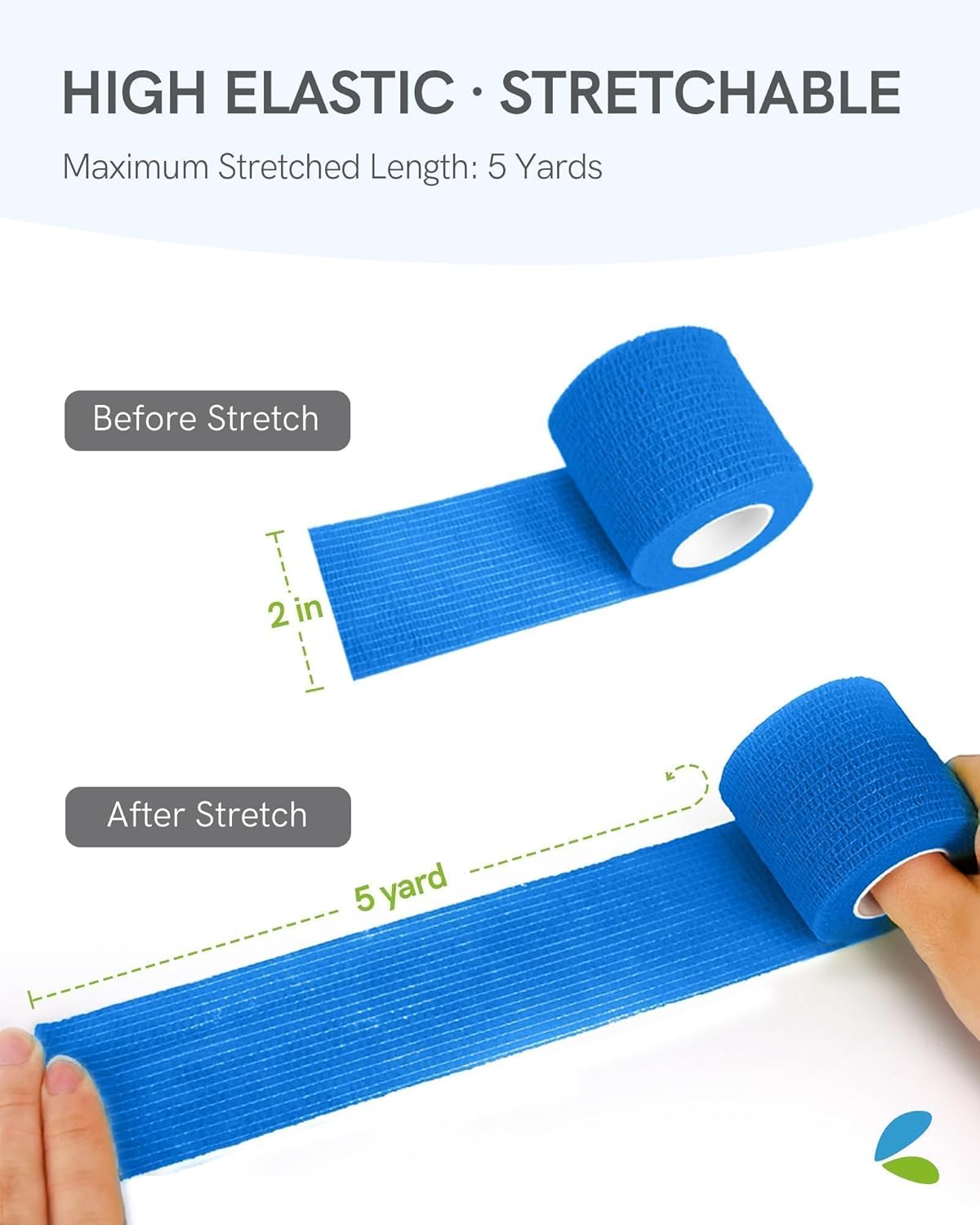 FriCARE Self Adhesive Bandage Wrap, Medical Tape in First Aid Kit, Cohesive Bandages for Wounds Sport Vet, 2 Inches X 5 Yards 6 Rolls, Blue