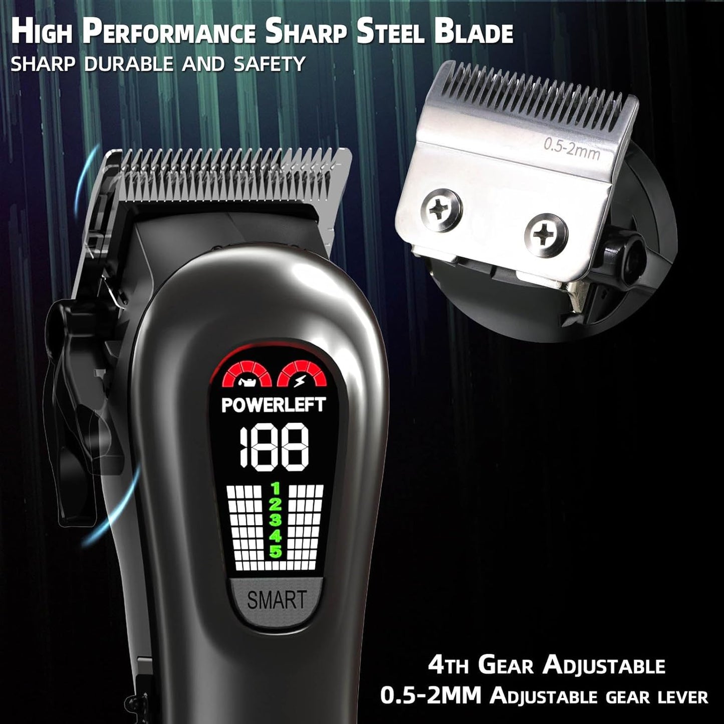 Hair Clippers for Men Professional Hair Trimmer for Men Cordless&Corded Barber Clippers for Hair Cutting & Grooming.Rechargeable Hair Trimmer Kit for Household(Silvery)