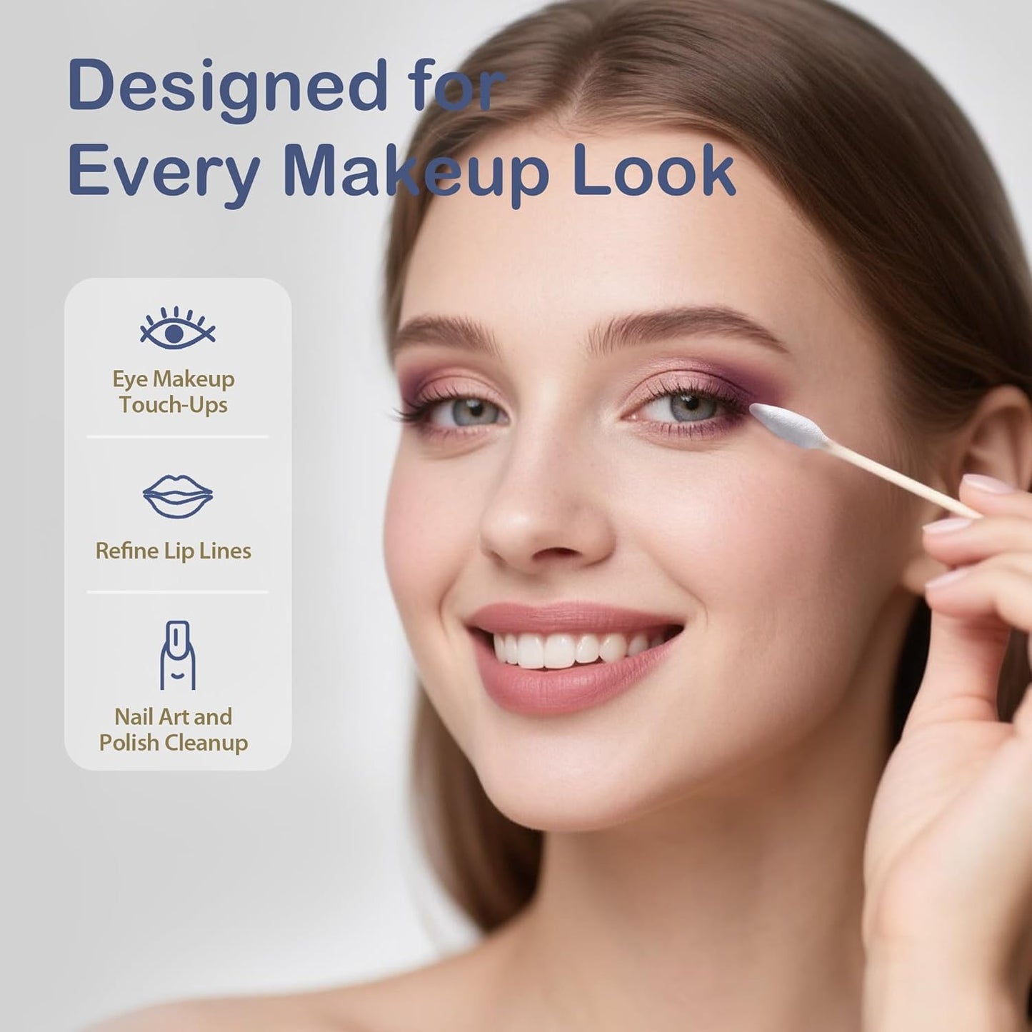 Ourmed Life Cotton Swabs - Biodegradable Bamboo & Cotton, Double-Tipped Cleaning Swabs with Pointed & Round Tips, Hypoallergenic for Ear, Makeup, Eye Makeup Removal, Nail Polish Touch-Ups (1000 Ct)