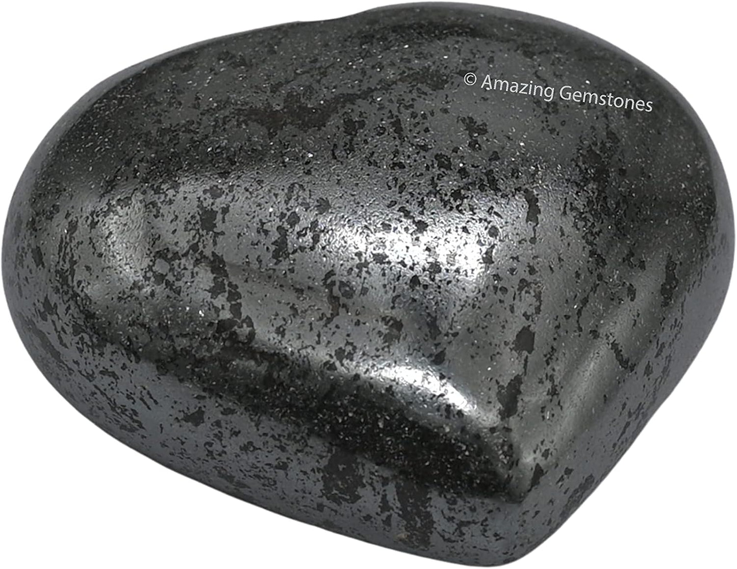 Amazing Gemstone Hematite Crystal Heart Palm Stone - Pocket Massage Worry Stone for Natural Body Chakra Balancing, Reiki Healing and Crystal Grid