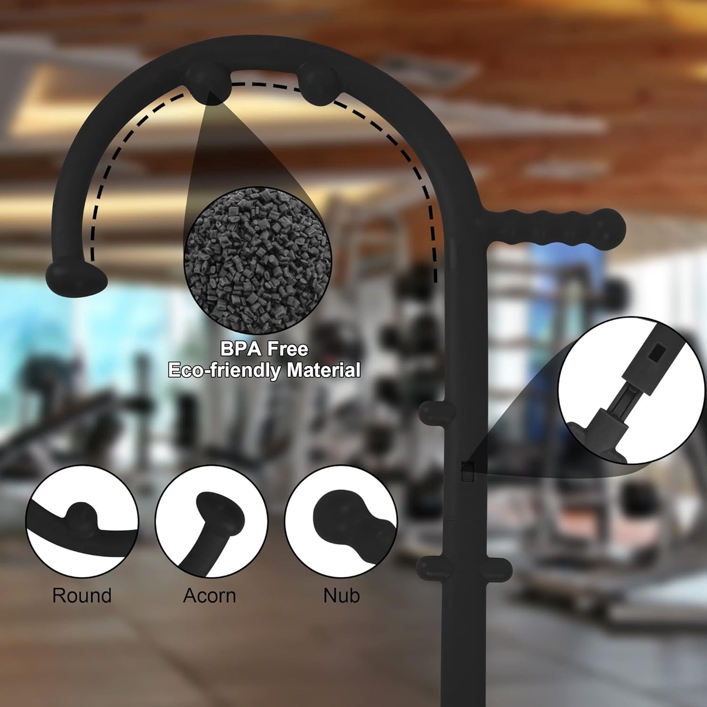 Massage Trigger Point Cane, Muscle Release Tool Self Massage Hook Cane, Handheld Back, Neck, Shoulder, Leg and Feet Massager Rod, Body Deep Tissue Gifts for Men & Women, Black