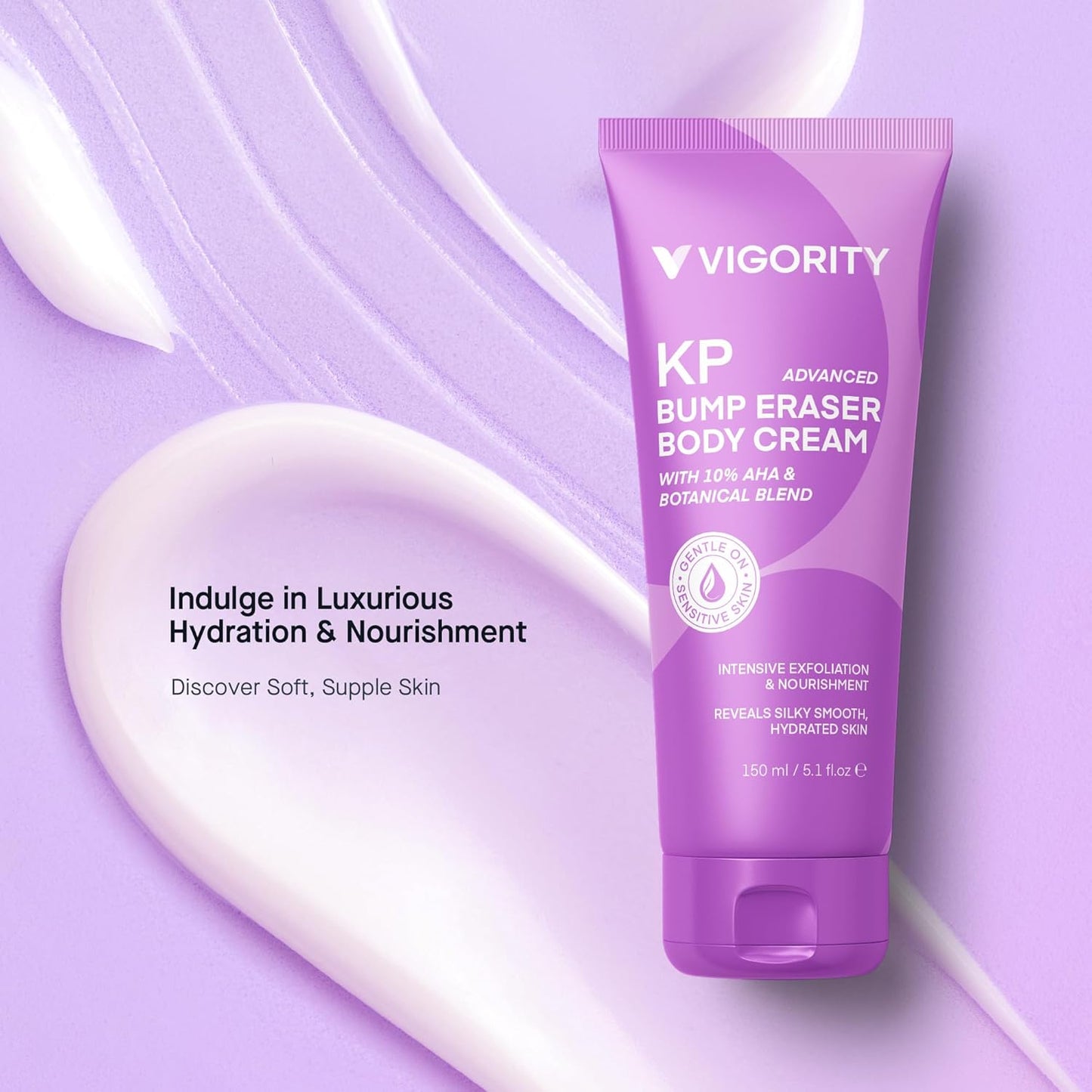Vigority Keratosis Pilaris Treatment Cream with Lactic Acid – KP Body Bump Exfoliating Moisturizer for Rough, Bumpy, Dry & Flakey Skin, Strawberry Legs – 5.1 Oz
