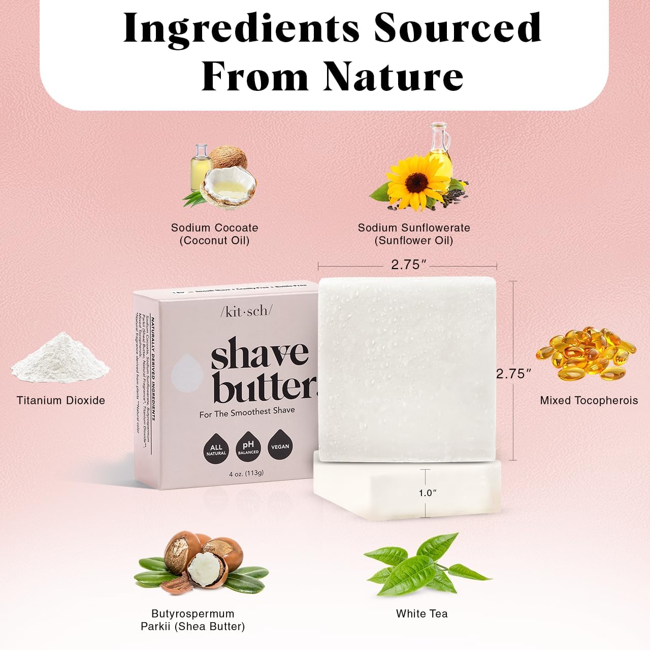 Kitsch Shaving Soap for Women - Hydrating Shave Butter & Shave Soap Bar - Nourishing Bar Soap for Smooth, Irritation-Free Shave – Paraben, Silicone & Sulfate-Free - Vegan, Made in USA - 4 oz