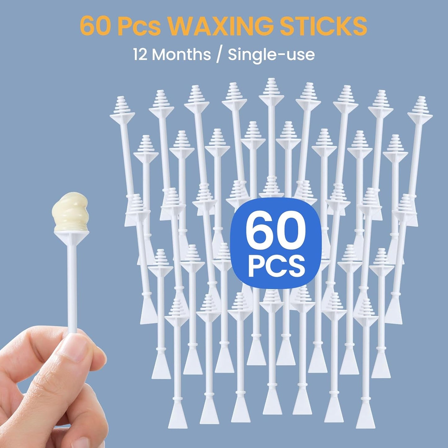SUERBEATY 60 Pcs Nose Wax Sticks, Hair Wax Applicator with Disposable Spatulas for Nostril Cleaning, Ear Face Hair Removal for Men Women, Painless