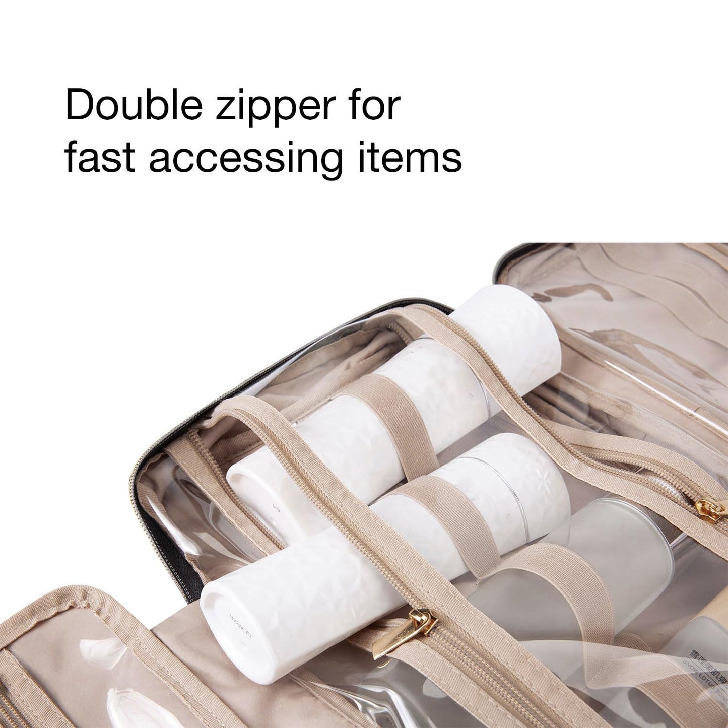 BAGSMART Toiletry Bag Travel Bag with Hanging Hook, Water-resistant Makeup Cosmetic Bag Travel Organizer for Accessories, Shampoo, Full Sized Container, Toiletries, Large-Blue