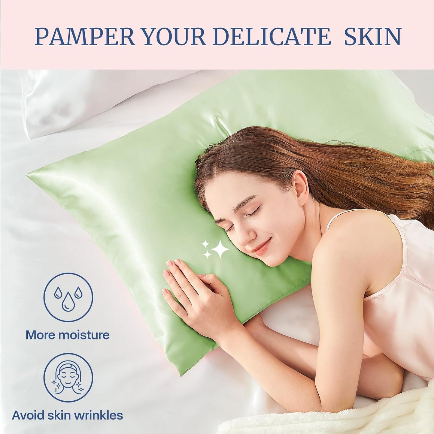 BEDELITE Satin Pillowcase for Hair and Skin, Super Soft Similar to Silk Pillow Cases 4 Pack with Envelope Closure, Cooling Pillowcases for Women Men (20"x40" King Size, Gleam)