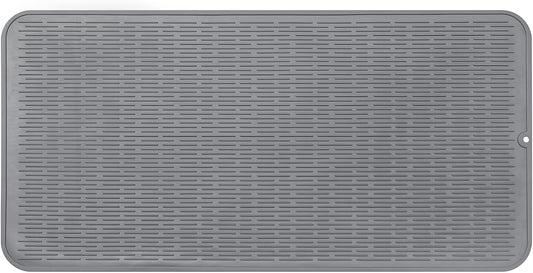 Silicone Dish Drying Mat for Multiple Usage,Easy clean,Eco-friendly,Heat-resistant Silicone Mat for Kitchen Counter or Sink,Refrigerator or Drawer Liner Grey 5XL 36inches x 18inches