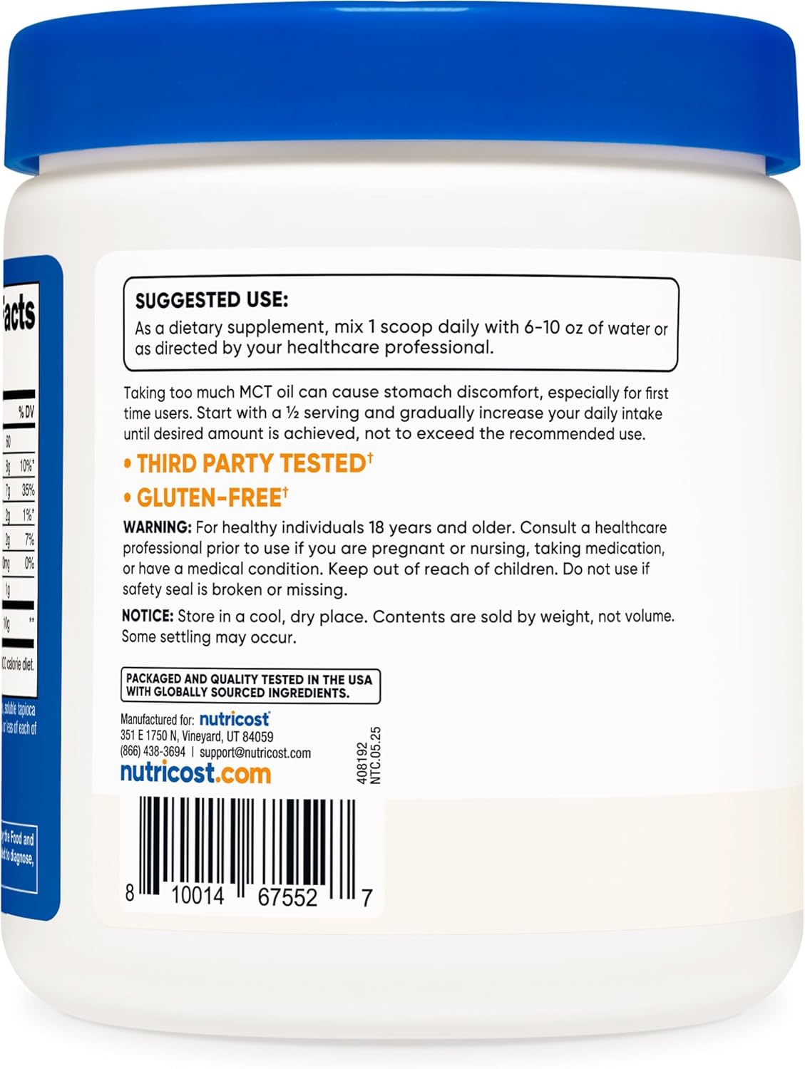 Nutricost Premium MCT Oil Powder .5LBS - Best For Keto, Ketosis, and Ketogenic Diets - Zero Net Carbs, Non-GMO and Gluten Free