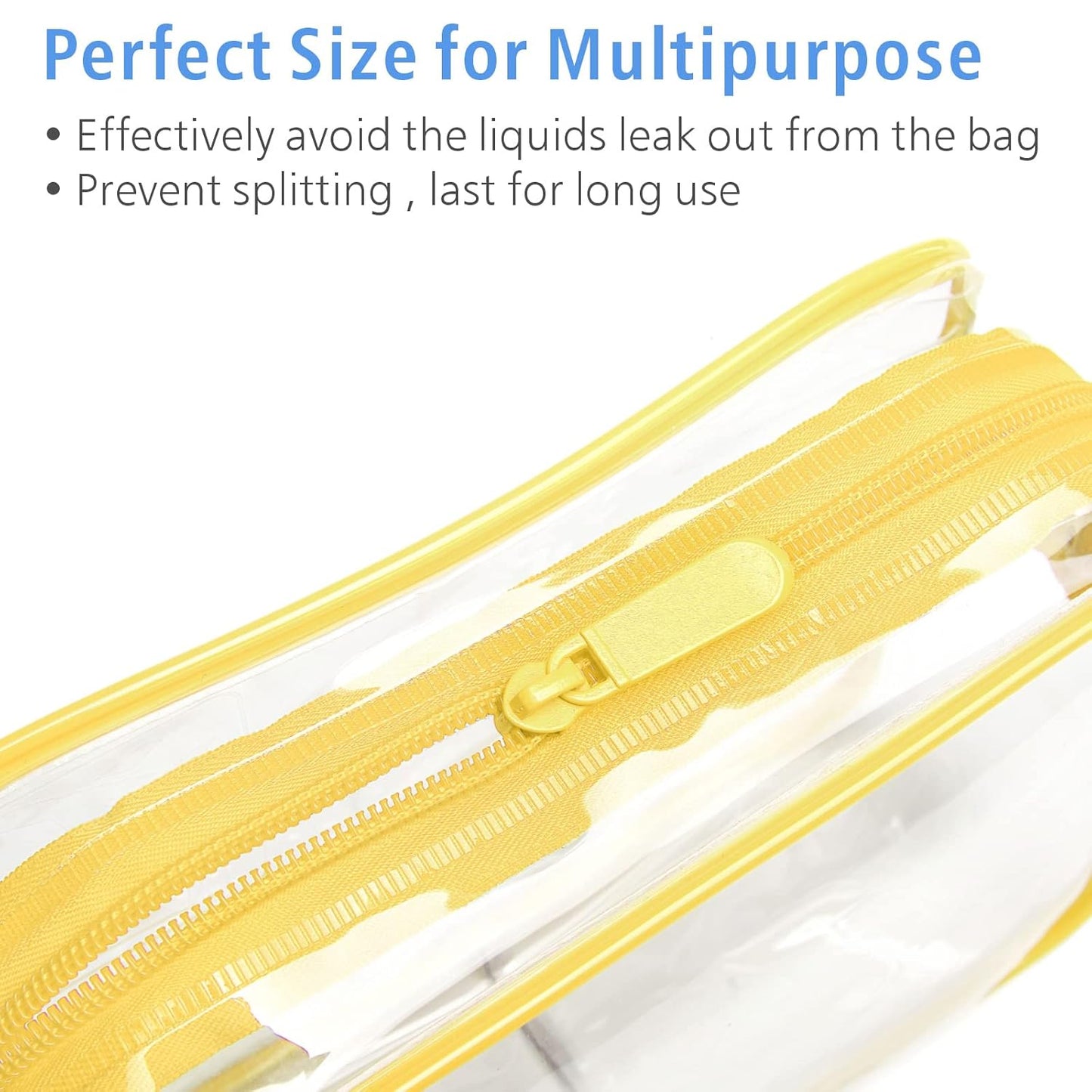 PACKISM Clear Toiletry Bag - 3 Pack TSA Approved Toiletry Bag Quart Size Bag, Travel Makeup Cosmetic Bag for Women Men, Carry on Airport Airline Compliant Bag, Yellow