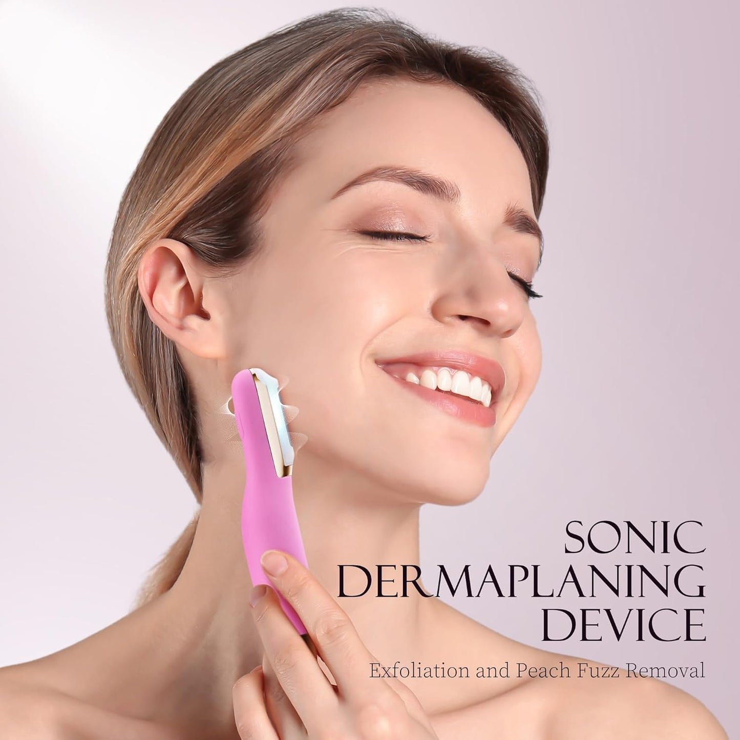 Sonic Dermaplane Razor for Women Face, Dermaplaning Tool for Face, Facial Hair Removal for Women, Sonic Edge Technology, Peach Fuzz with 16 Replaceable Blades(Pink)