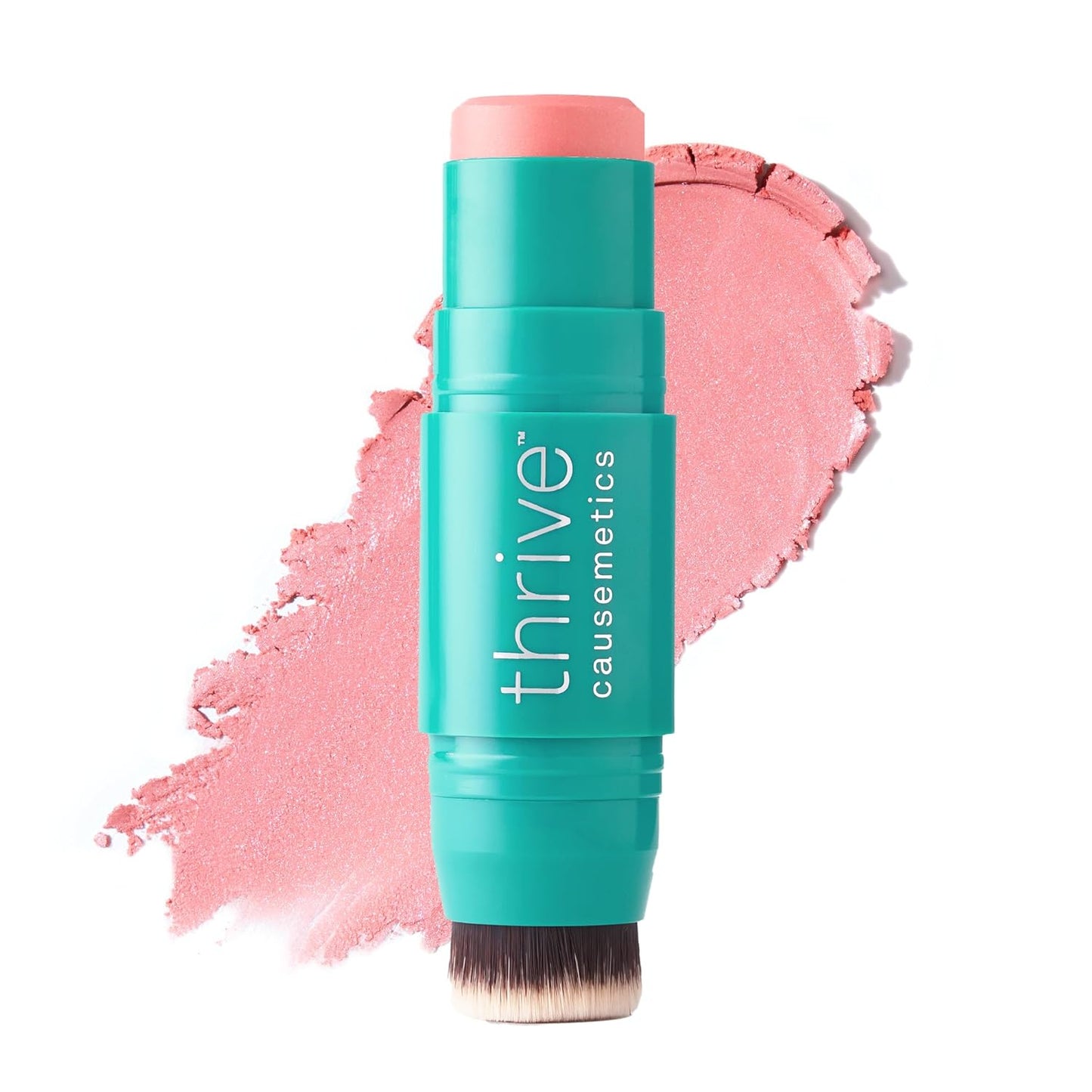 Thrive Causemetics Triple Threat Color Stick: Cream Blush Stick with Vitamin E, Evening Primrose Oil, Waterproof Smudge Proof Face Makeup, Olivia (Peachy Pink Shimmer)