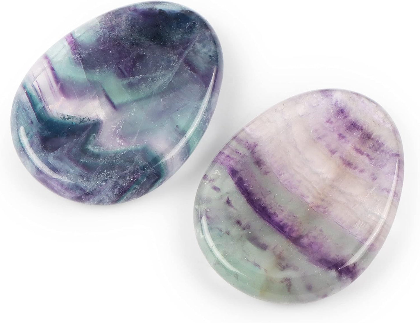 Artistone Rainbow Fluorite Crystal Chakra Thumb Worry Stone Teardrop Reiki Healing Stone Pocket Palm Stones for Anxiety Stress Relief Meditation Therapy Geometry Home Decorations