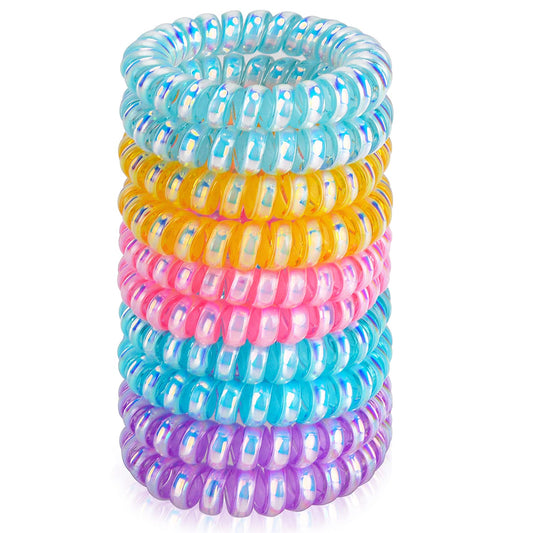 JessLab Spiral Hair Ties for Women, 10-Pack Traceless No-Damage Ponytail Holders, Coils Hair Bands for Girls, Assorted Colors