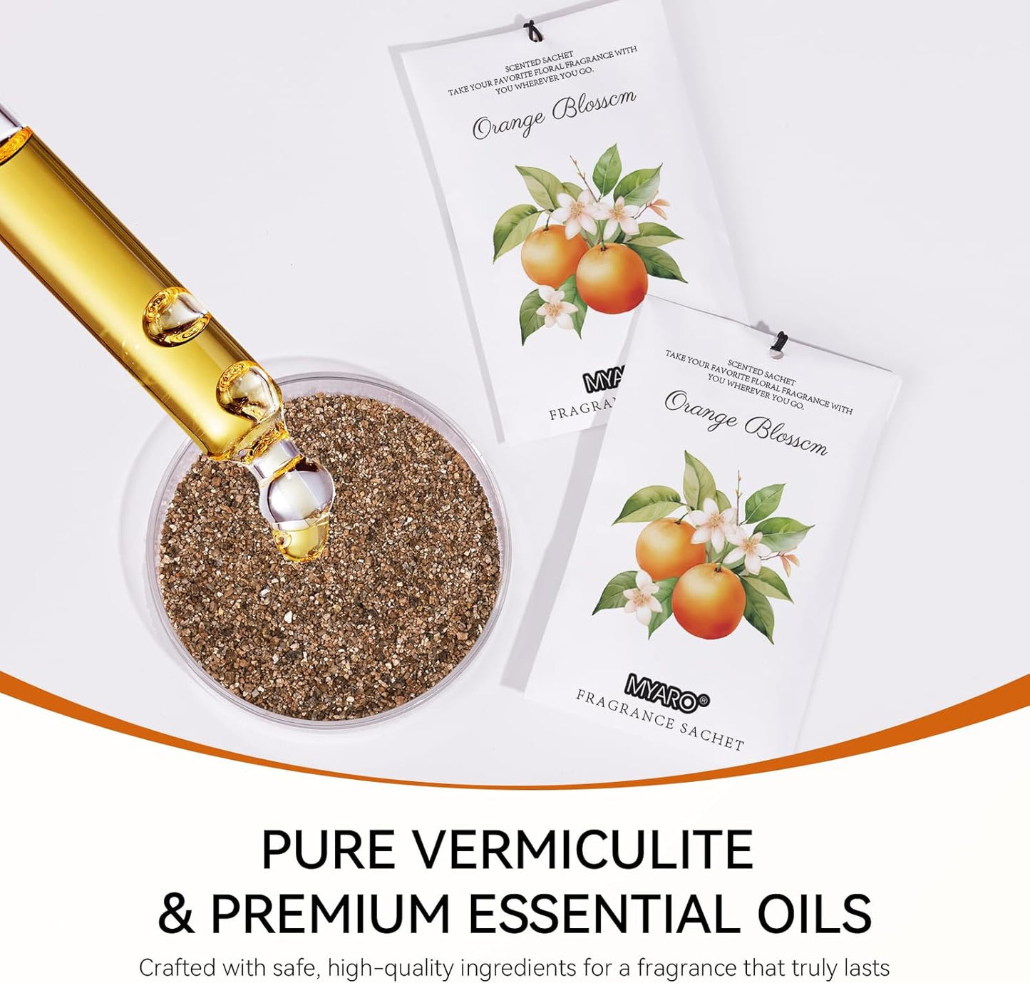 MYARO 12 Packs Orange Blossom Scented Sachets for Drawer and Closet, Long-Lasting Closet Sachet Bags Drawer deodorizers Fresh Scents, Home Fragrance for Lover