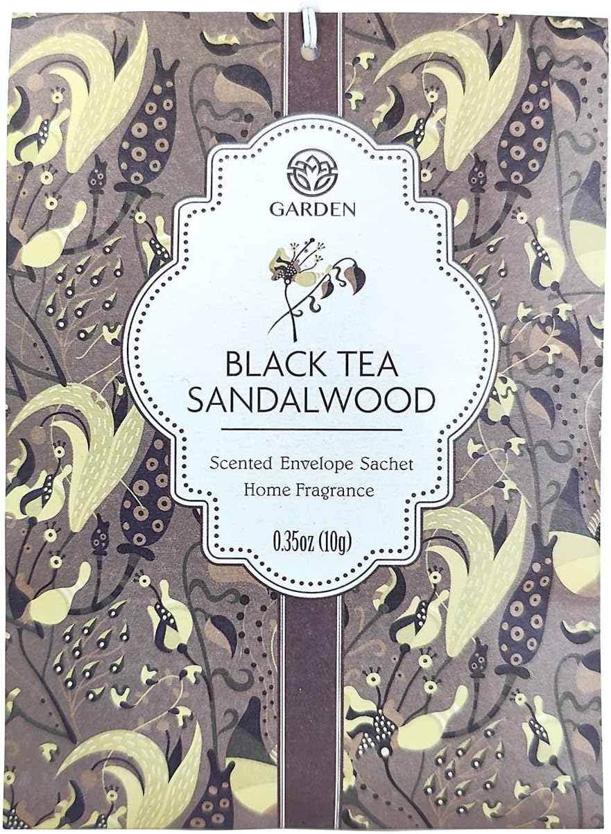 Black Tea & Sandalwood Scented Sachets - 12 Pack, Long-Lasting Home Fragrance Sachet Bags, Large Fresh-Scented Packets, Sachets for Drawers and Closets