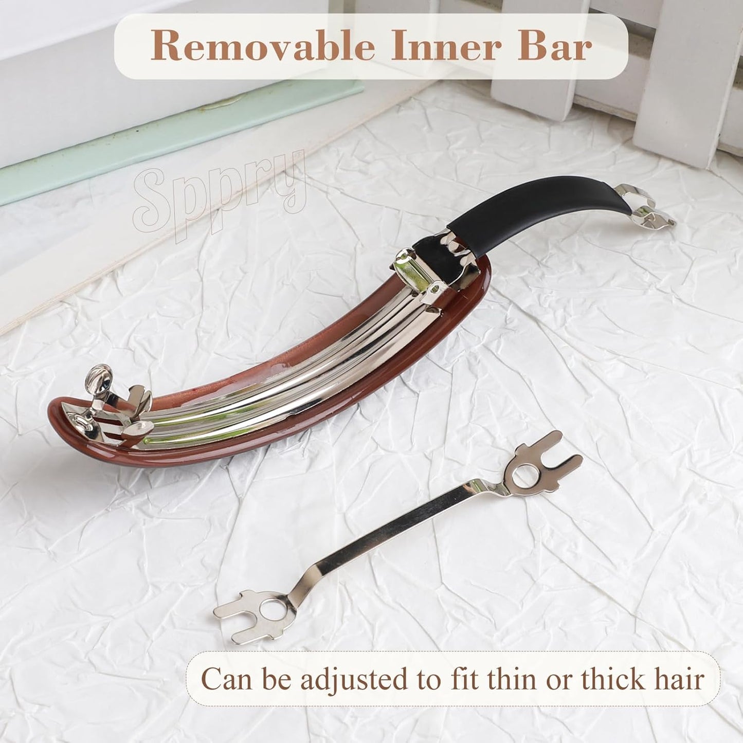 French Large Arc-shaped Adjustable Hair Clip Barrette for Women, Automatic Clasp (Set of 3)