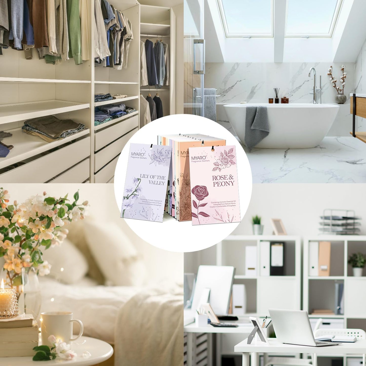 MYARO 12 PCS Sachets Scented for Closet and Drawer, Long-Lasting Sachets Bags, Potpourri Bags Home Fragrance for Lover