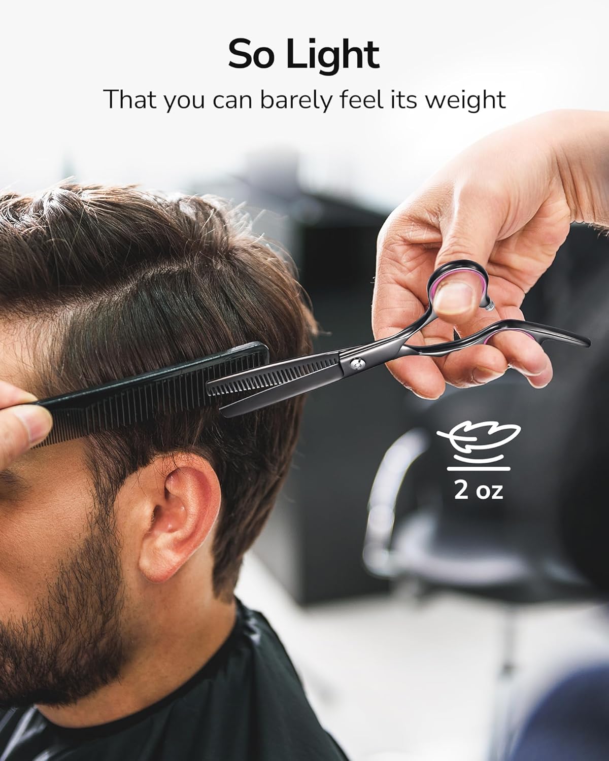 ULG Hair Cutting Scissors Thinning Shears Kit Professional Barber Hairdressing Texturizing Salon Razor Edge Scissor Japanese Stainless Steel 6.5 inch Black