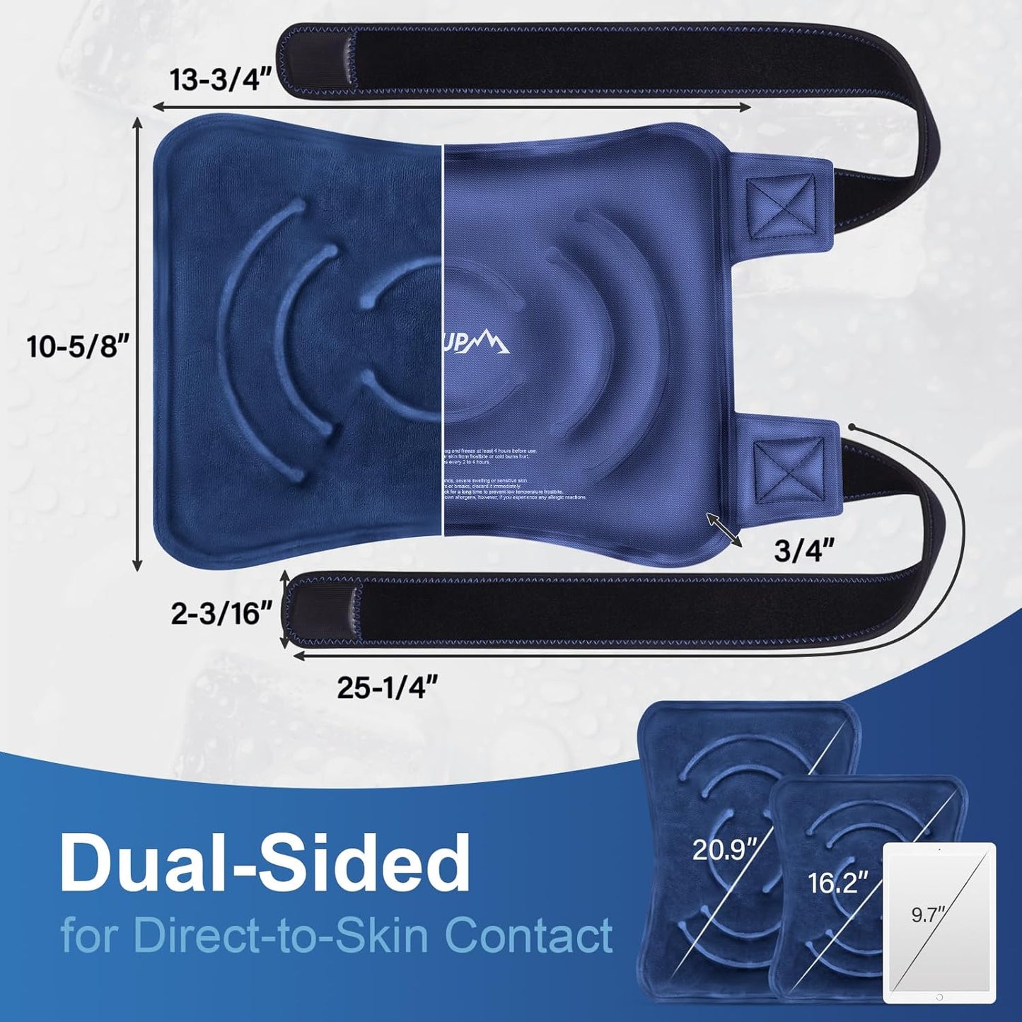 APEXUP Ice Pack for Knee Pain Relief, Large Reusable Wrap After Surgery, Flexible Gel Cold Pack for Injuries, Pain Relief for Back, Shoulder, Elbow, Ankle and Leg (Navy Blue, L, 2PK)