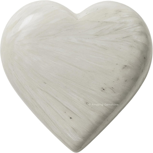 Amazing Gemstone Scolecite Crystal Heart Palm Stone - Pocket Massage Worry Stone for Natural Body Chakra Balancing, Reiki Healing and Crystal Grid