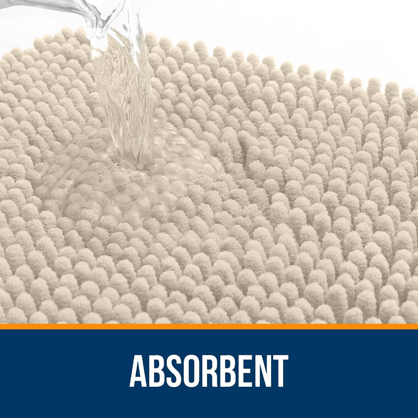 OLANLY Bathroom Rugs 24x16, Extra Soft Absorbent Chenille Bath Rugs, Rubber Backing Quick Dry, Machine Washable Bath Mats for Bathroom Floor, Tub and Shower, Home Decor Accessories, Sand