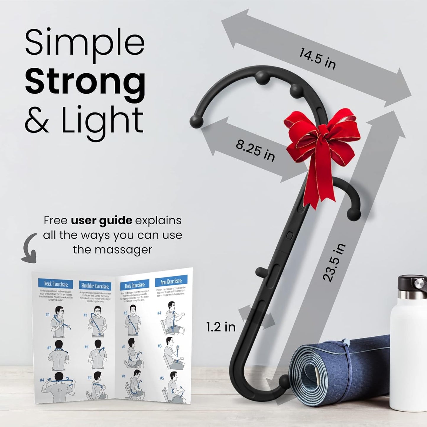 LiBa Back and Neck Massager - Trigger Point Massage Tools for Pain Relief and Manual Massage Hook Therapy Handheld Back Neck Shoulder Massager Black - Gift for Women & Men