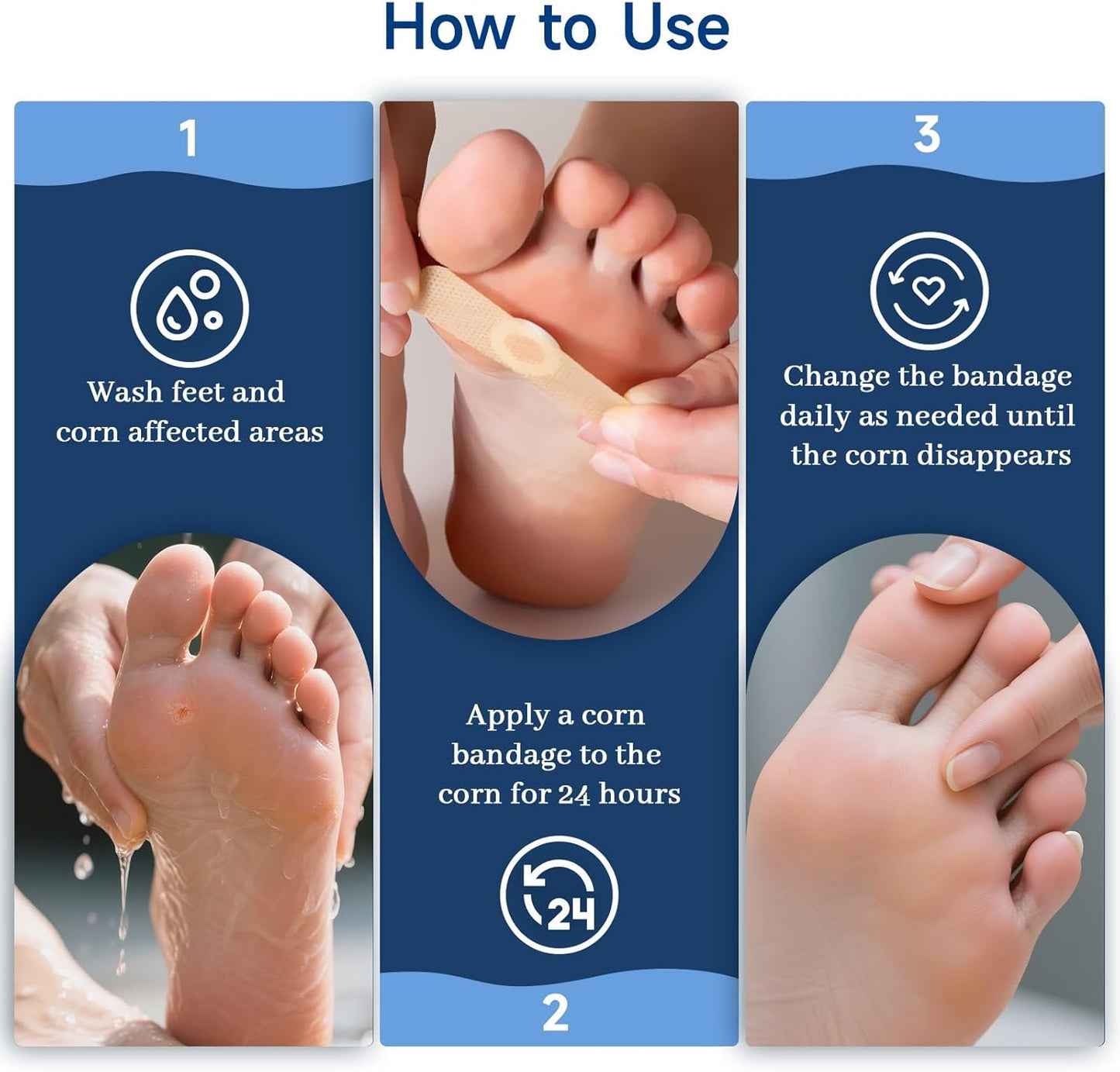 QIYANA Corn Remover Pads for Feet and Toes, 30 Pack Extra Strength 40% Salicylic Acid Medicated Patches, Effective Treatment for Small Callus and Dead Skin