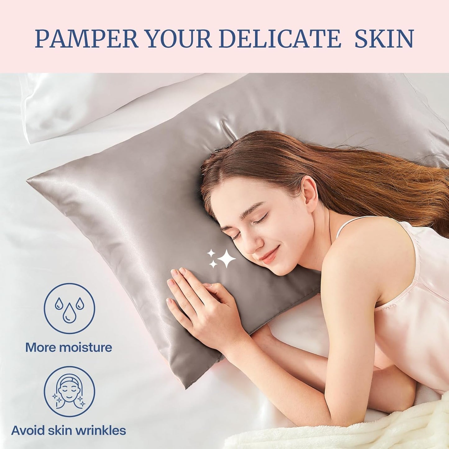 BEDELITE Satin Pillowcase for Hair and Skin, Super Soft and Cooling Similar to Silk Pillow Cases 2 Pack with Envelope Closure, Gift for Women Men(20"x36" King Size, Rose Taupe)