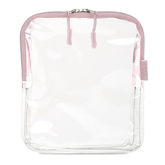 BORSALI TSA-Approved Quart-Sized Bag for Carry-On Travel - One (1) Quart Clear Toiletries, Cosmetic and 3-1-1 Liquids Toiletry Bag - Rose