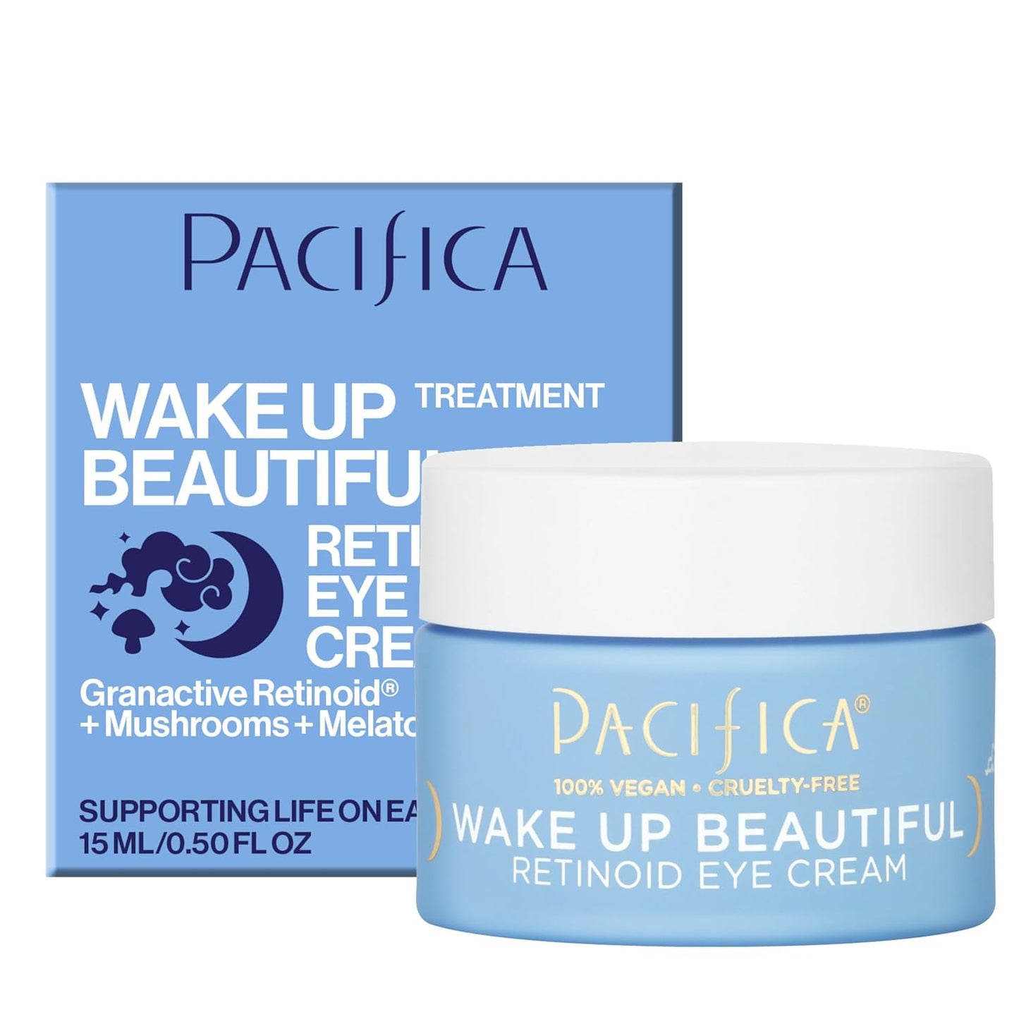Pacifica Wake Up Beautiful Retinoid Eye Cream – Anti-Aging Under Eye Cream for Fine Lines & Wrinkles, Infused w/ Retinoid, Melatonin & Mushrooms for Puffiness, Dark Circles & Eye Bags Daily Treatment