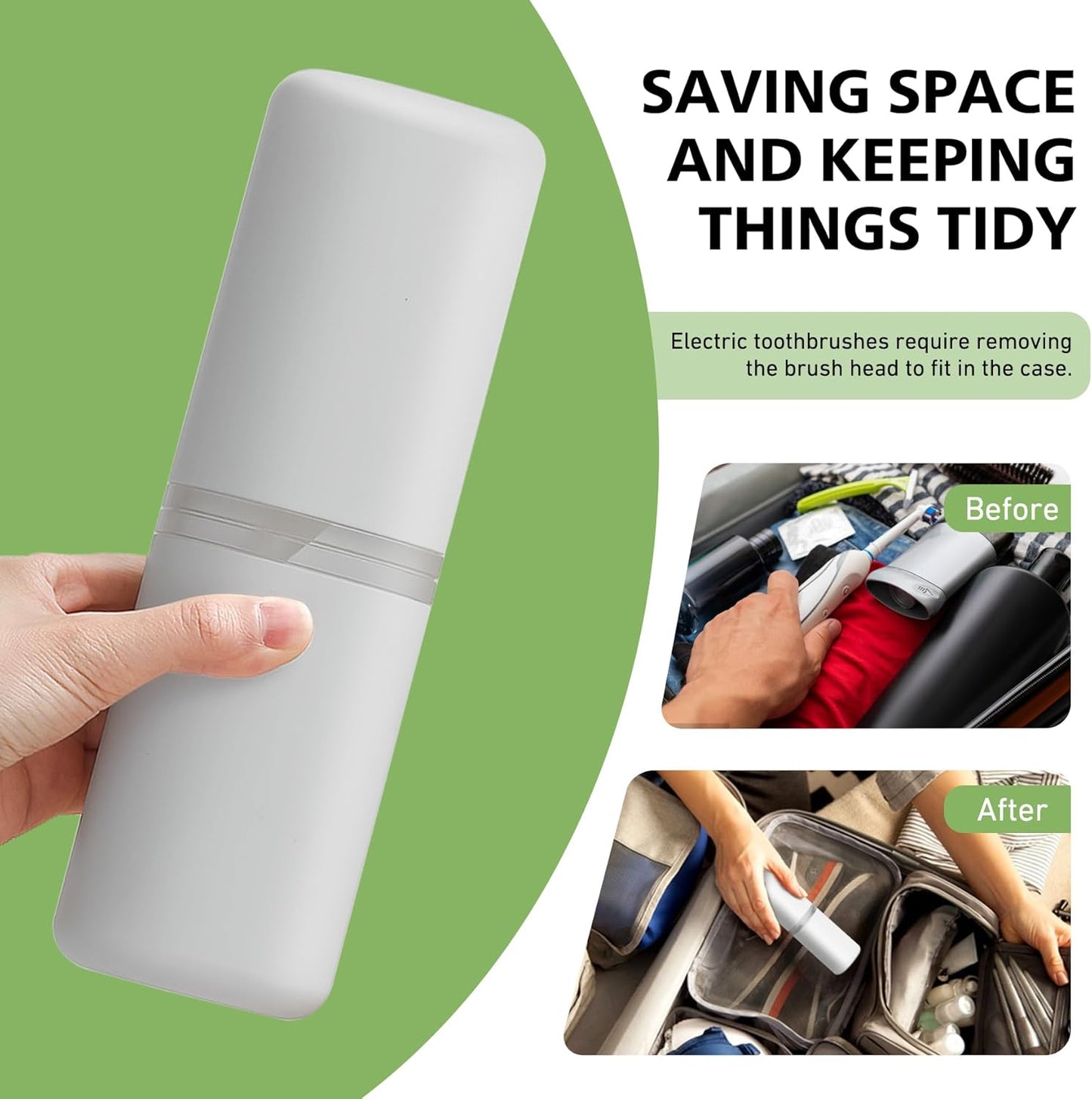 Baluca Travel Toothbrush Case, Portable Tooth Brush Holder and Toothpaste Cover Container with Mouthwash Cup, Compact Oral Clean Tools Organizer for Traveling/Camping/School/Home (Grey, Extra Large)