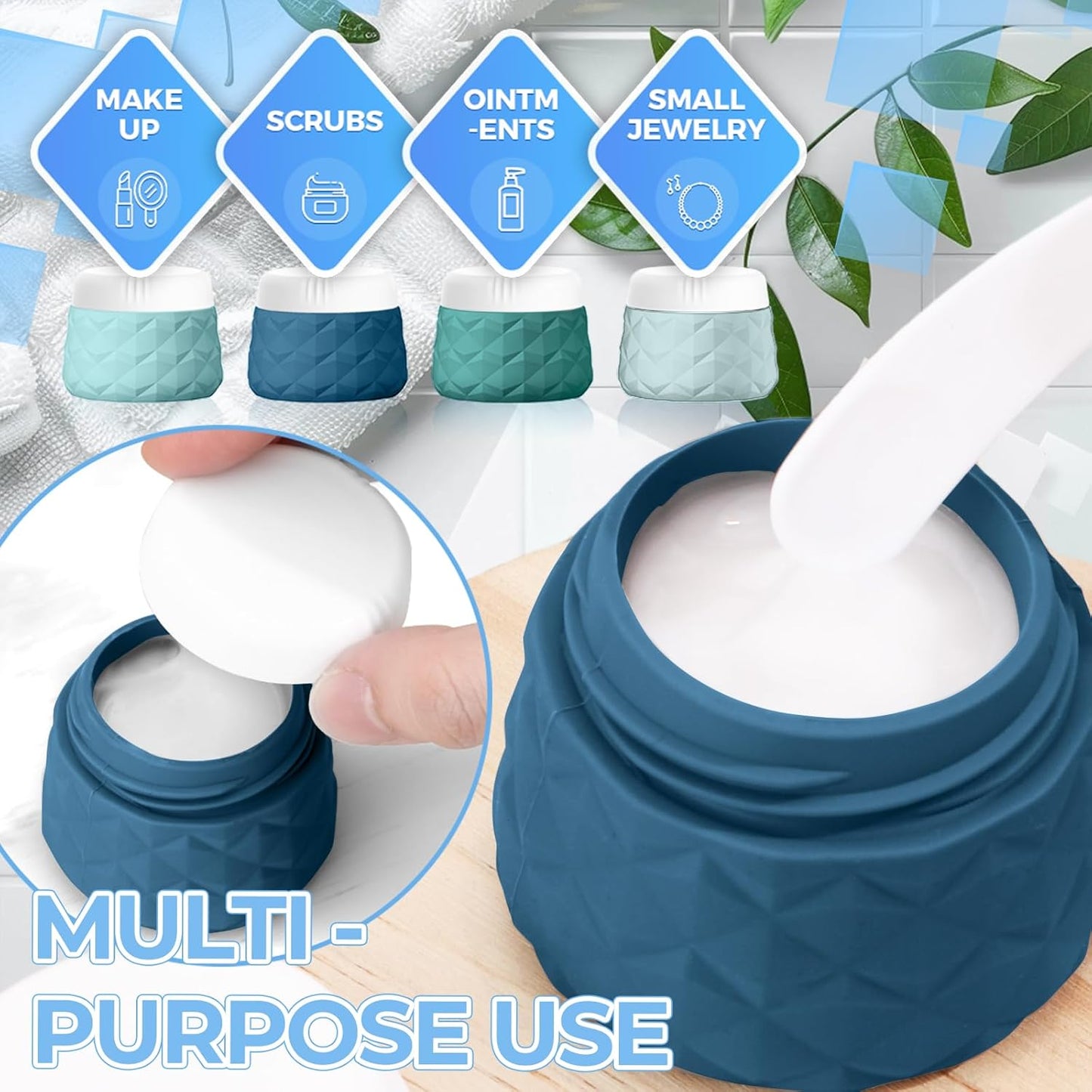 16Pack Travel Bottles for Toiletries, TSA Approved Travel Size Toiletries Containers Set, Silicone Leak Proof Refillable Bottles Elastic Sleeves Creams Jars Accessories Kit W/Clear Bag (Mint Green)