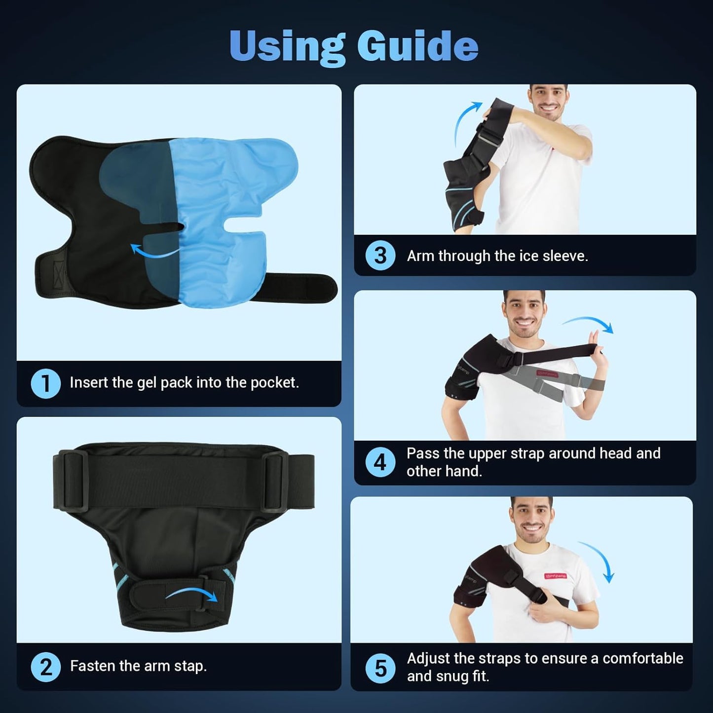Comfytemp Shoulder Brace Ice Pack Wrap, FSA Eligible Items Only List, Gel Cold Compression Sleeve for Injuries Reusable Arm Rotator Cuff Pain Relief, Physical Therapy Recovery Gift Men Women Elderly
