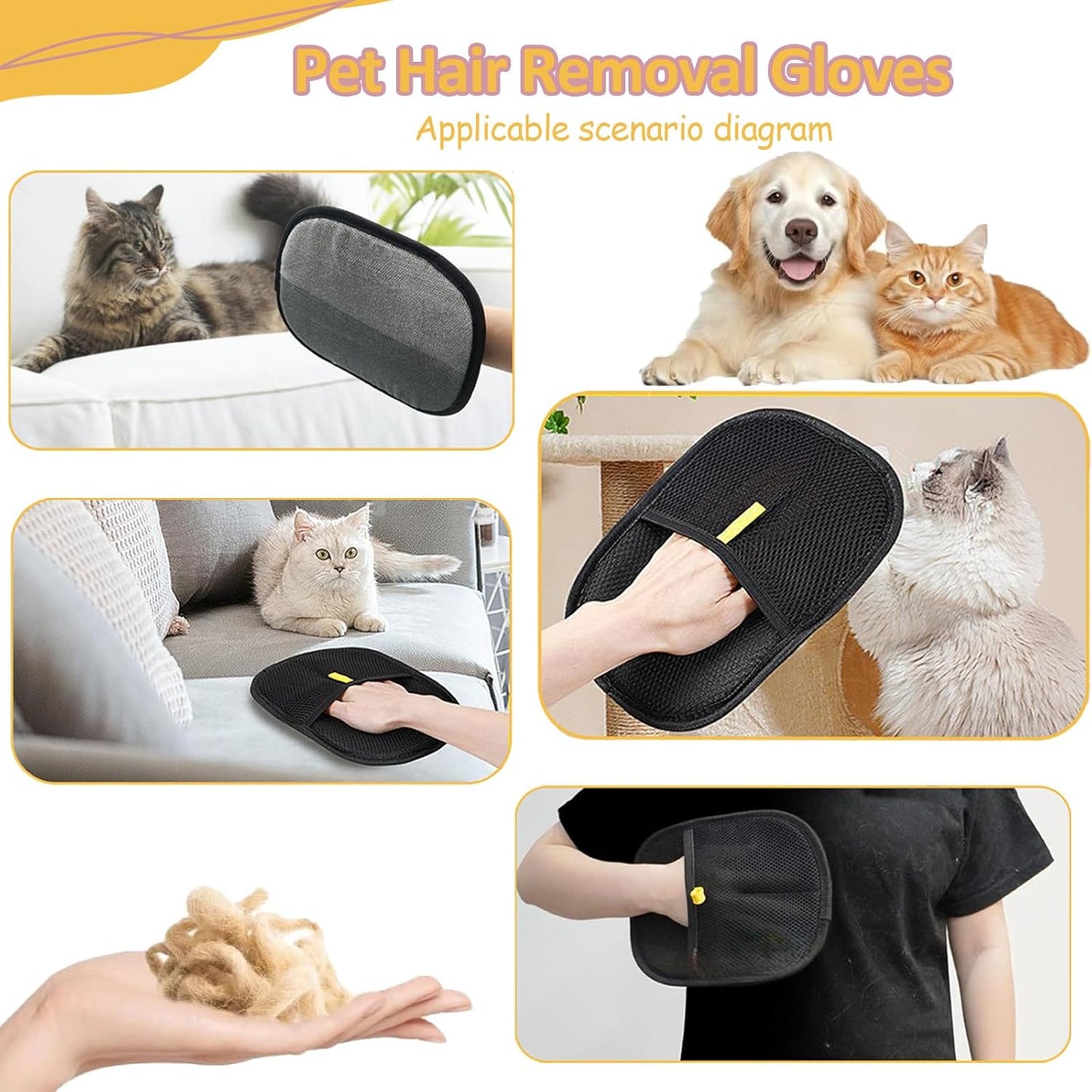 1 piece of electrostatic pet hair remover, Reusable cat and dog hair removal gloves for sofas, clothes, blankets, furniture, and car seats