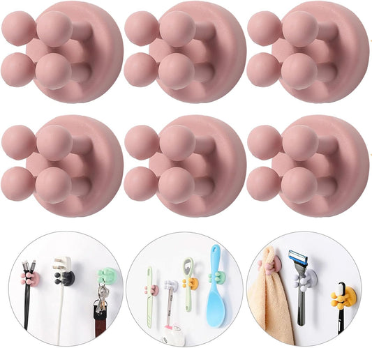 iBetterLife Silicone Toothbrush Holders for Bathrooms - 6Pcs Razor Holder for Shower Wall Mount Self Adhesive Cute Utility Dorm Room Kitchen Office Organizer Storage Hook for Kids Hanging Loofah Towel