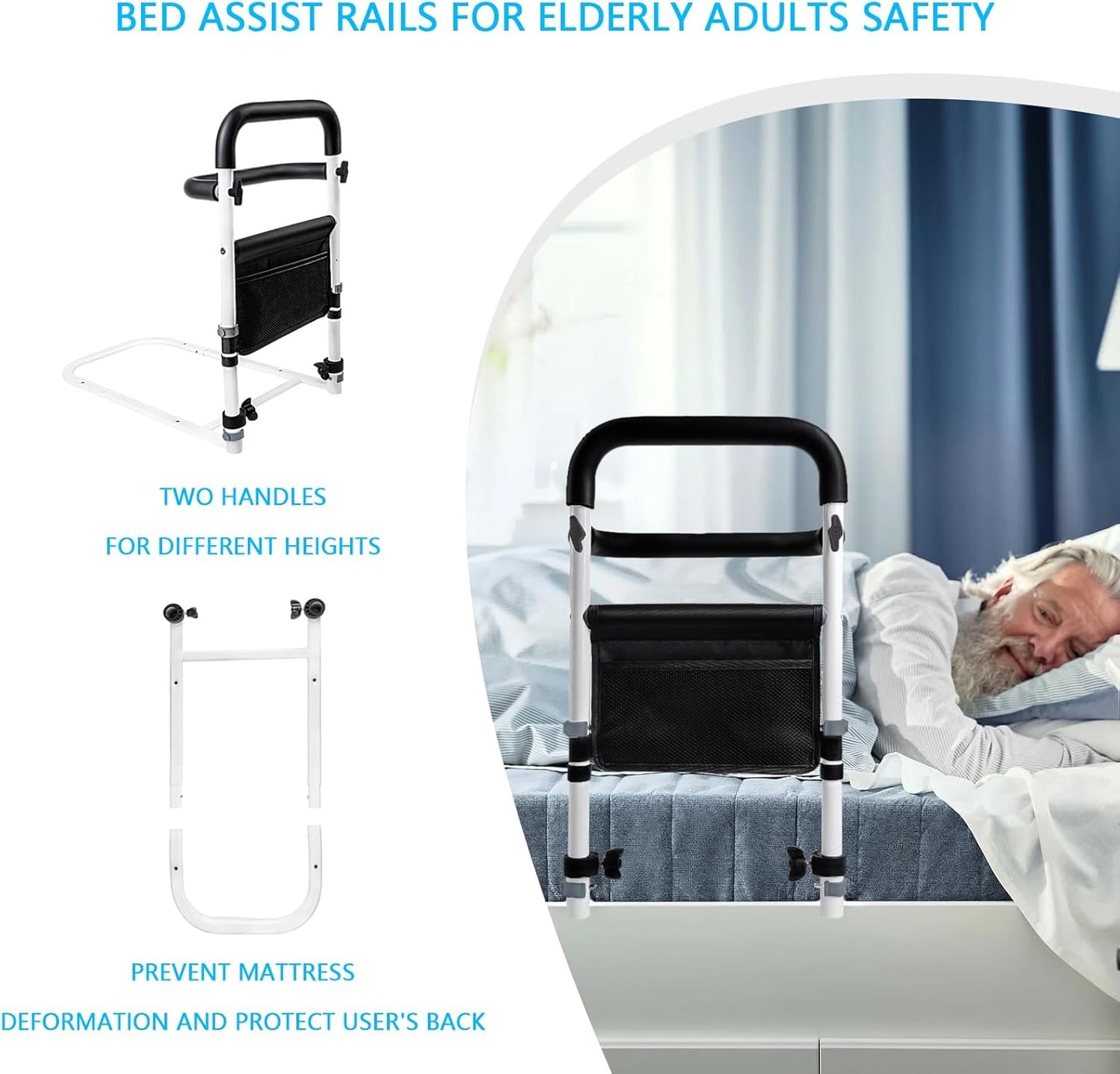 Bed Rails for Elderly Adults Safety, Bed Rail Elderly Bed Assist Rail for Seniors Helps Getting in and Out of Bed Much Easier