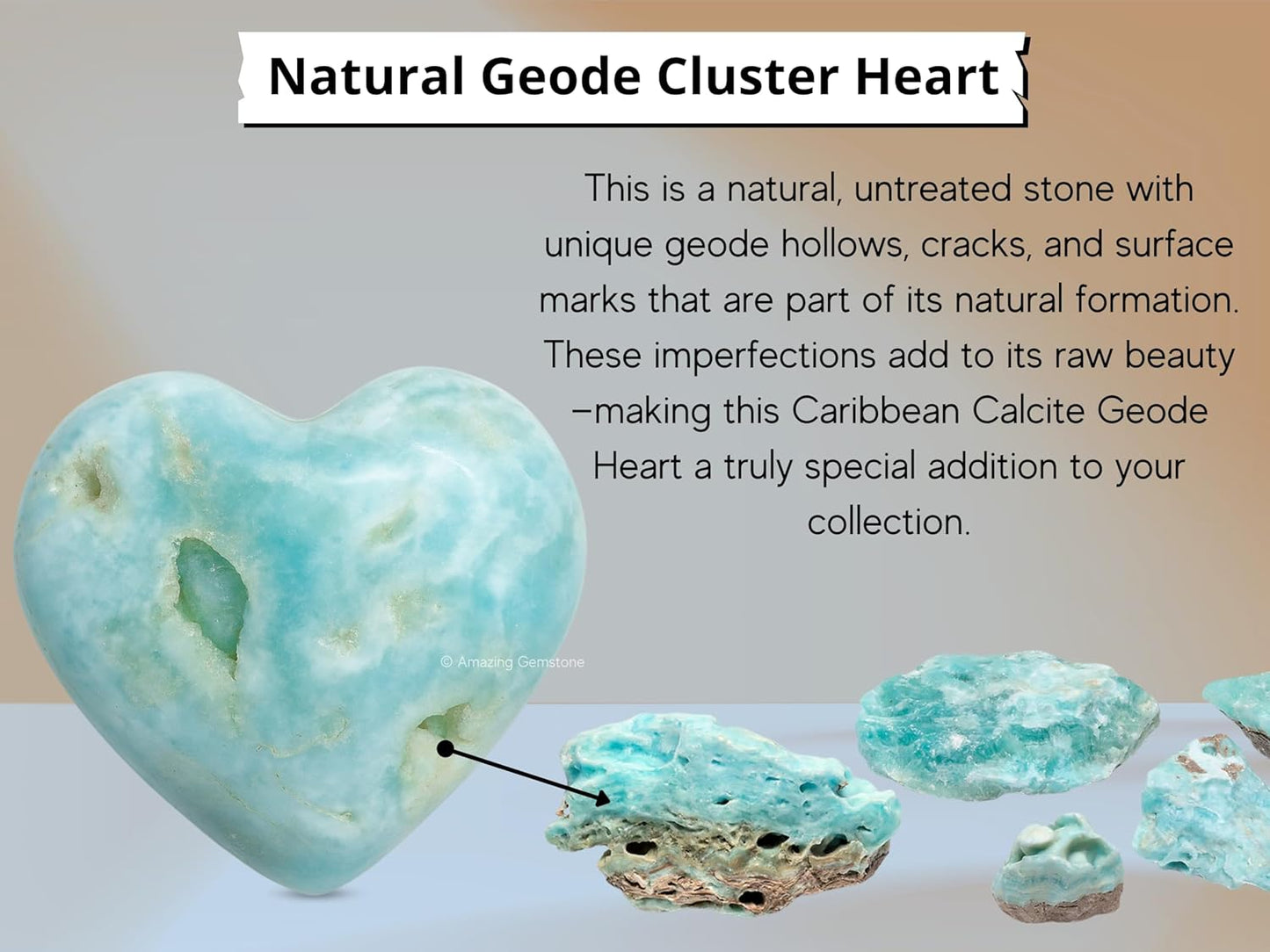 Amazing Gemstone Caribbean Calcite Crystal Heart Palm Stone - Pocket Massage Worry Stone for Natural Body Chakra Balancing, Reiki Healing and Crystal Grid