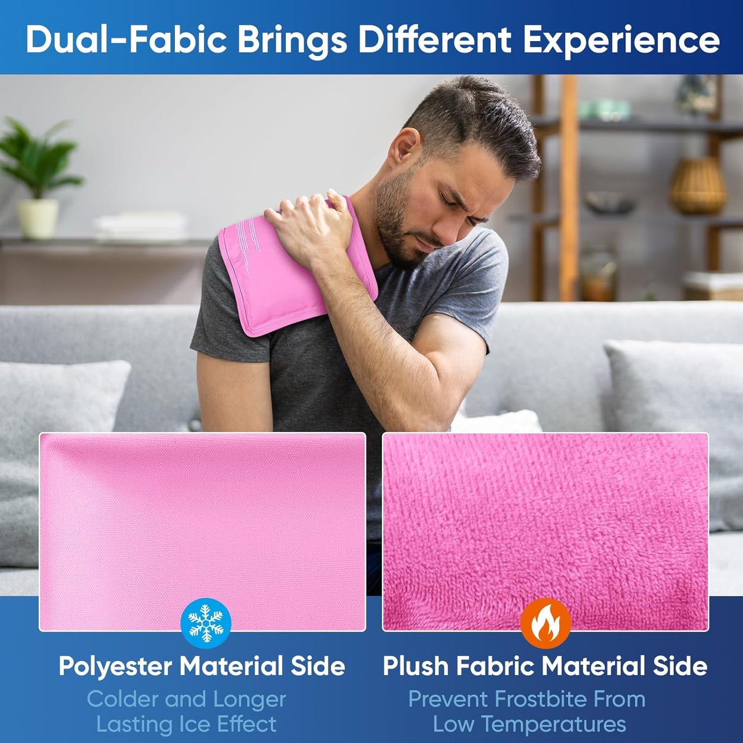 APEXUP Gel Ice Packs for Injuries Reusable, Flexible Double Sided Cold Packs for Injuries, Ice Pack for Knee, Shoulder, Back, Hip, Leg, Arm (Pink, S, 2PK)