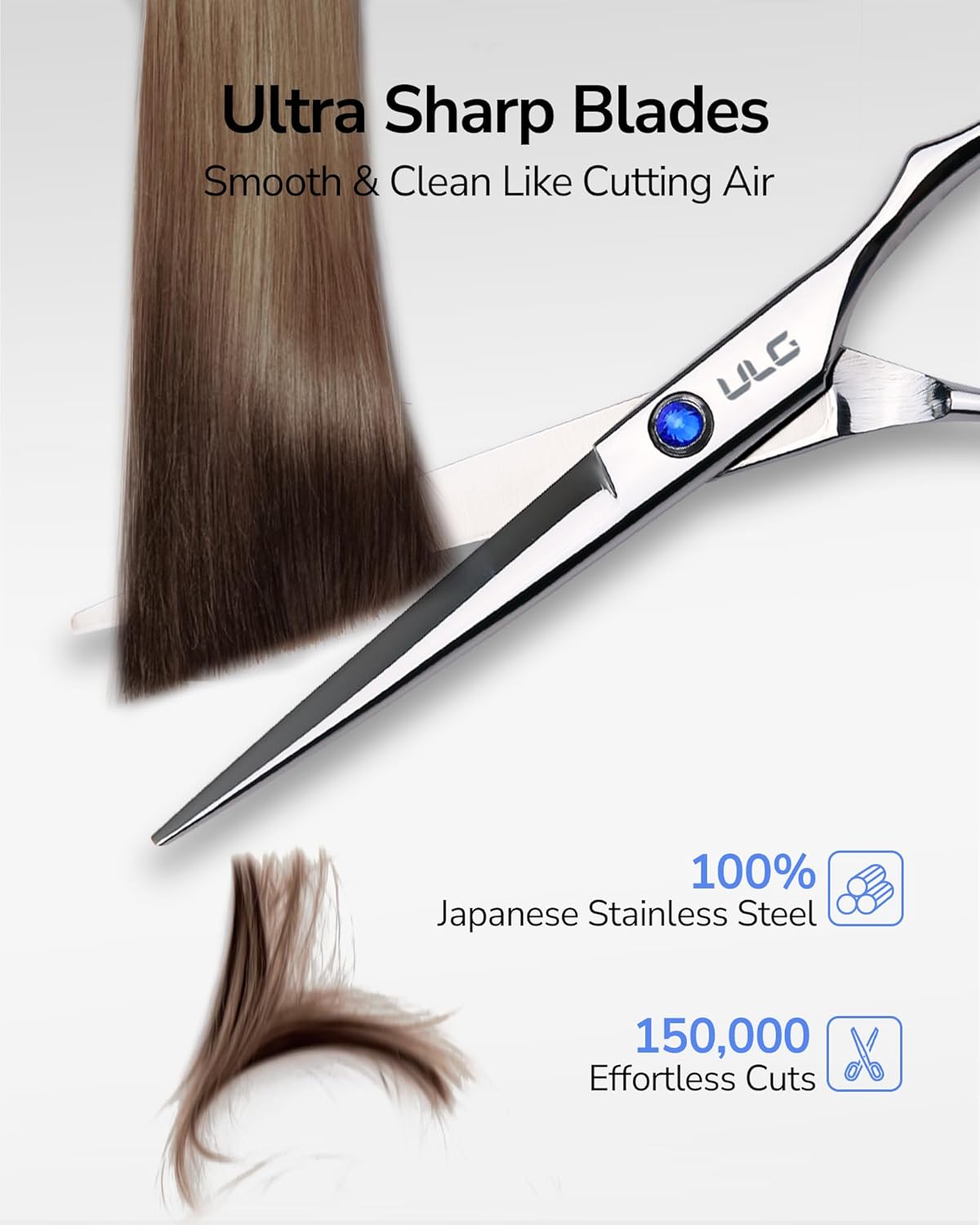 ULG Hair Cutting Scissors Thinning Shears Kit Professional Hairdressing Texturizing Salon Razor Edge Scissor Barber Kit Plus